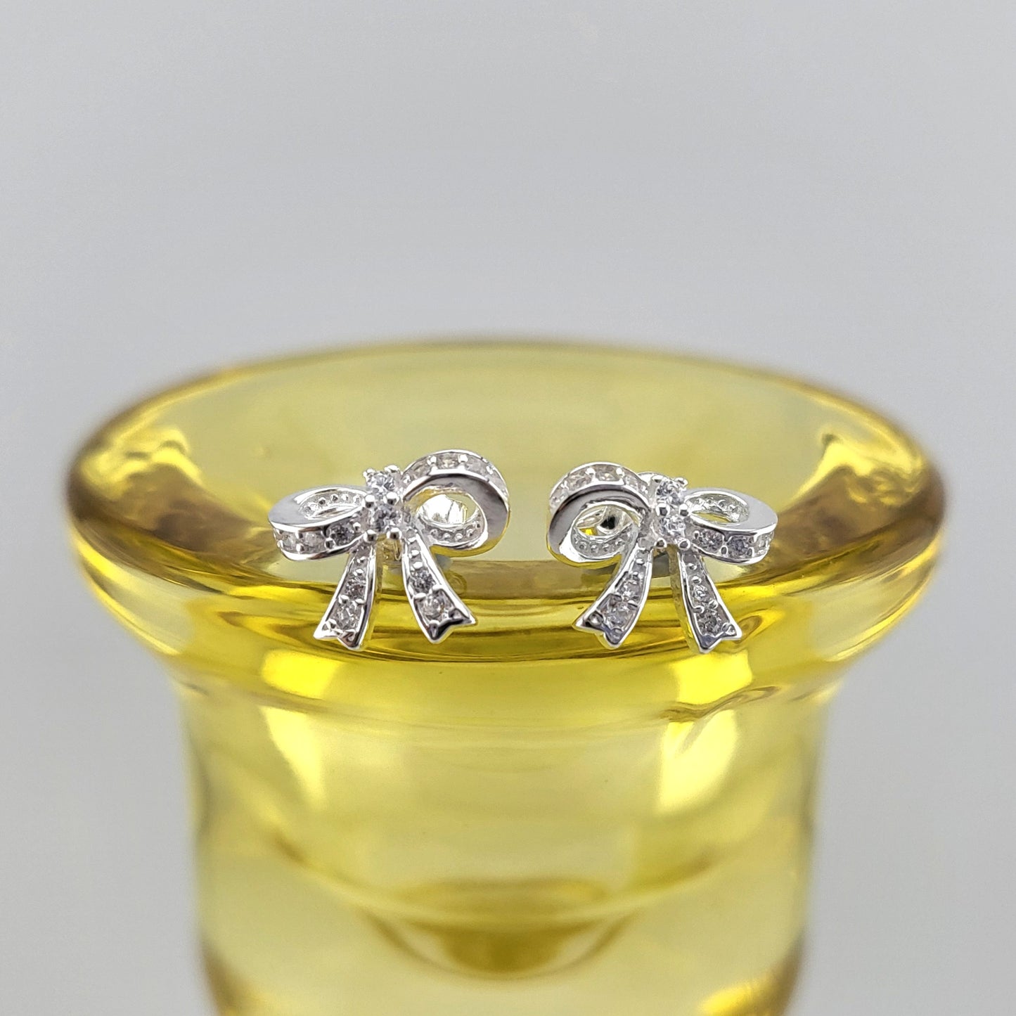 Sterling Silver Gilded Bow Stud Earrings