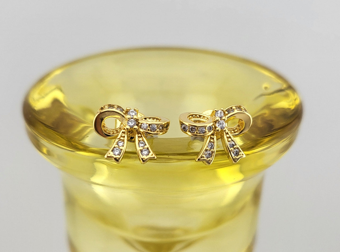 Gold Plated Sterling Silver Gilded Bow Stud Earrings