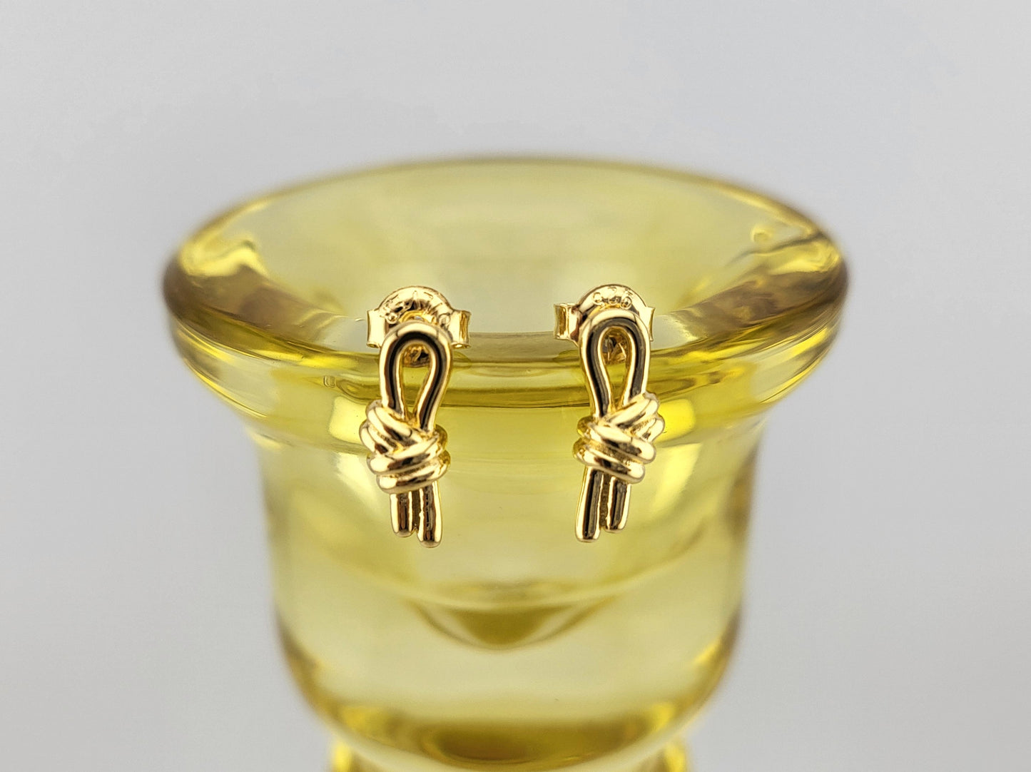 Gold Plated Sterling Silver Loop Knot Stud Earrings