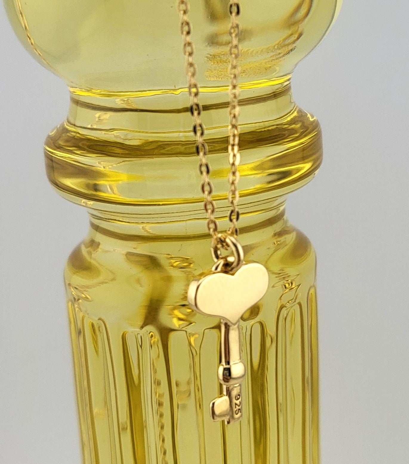 Gold Plated Sterling Silver Heart Key Necklace