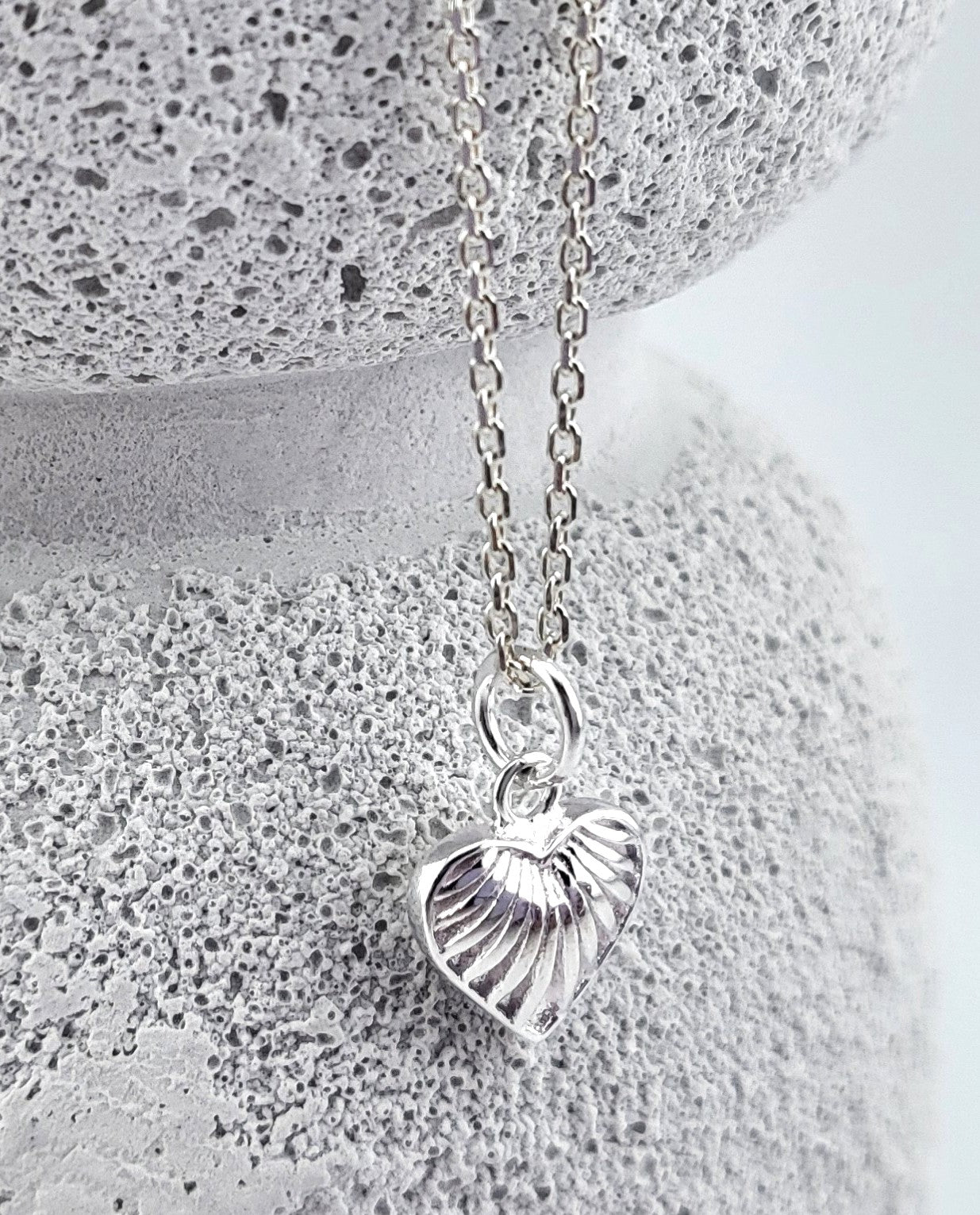Sterling Silver Mini Shell Heart Necklace