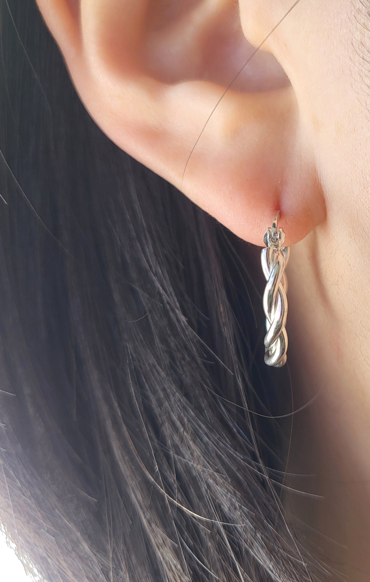 Sterling Silver Twist Huggies