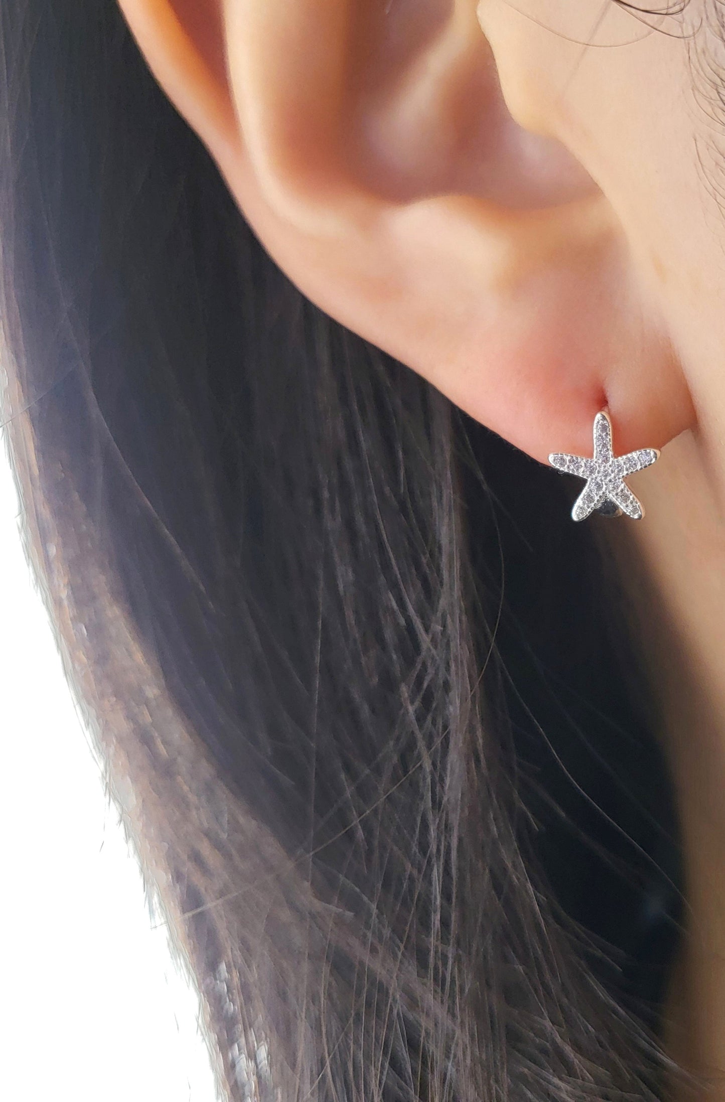 Sterling Silver Starfish Huggies