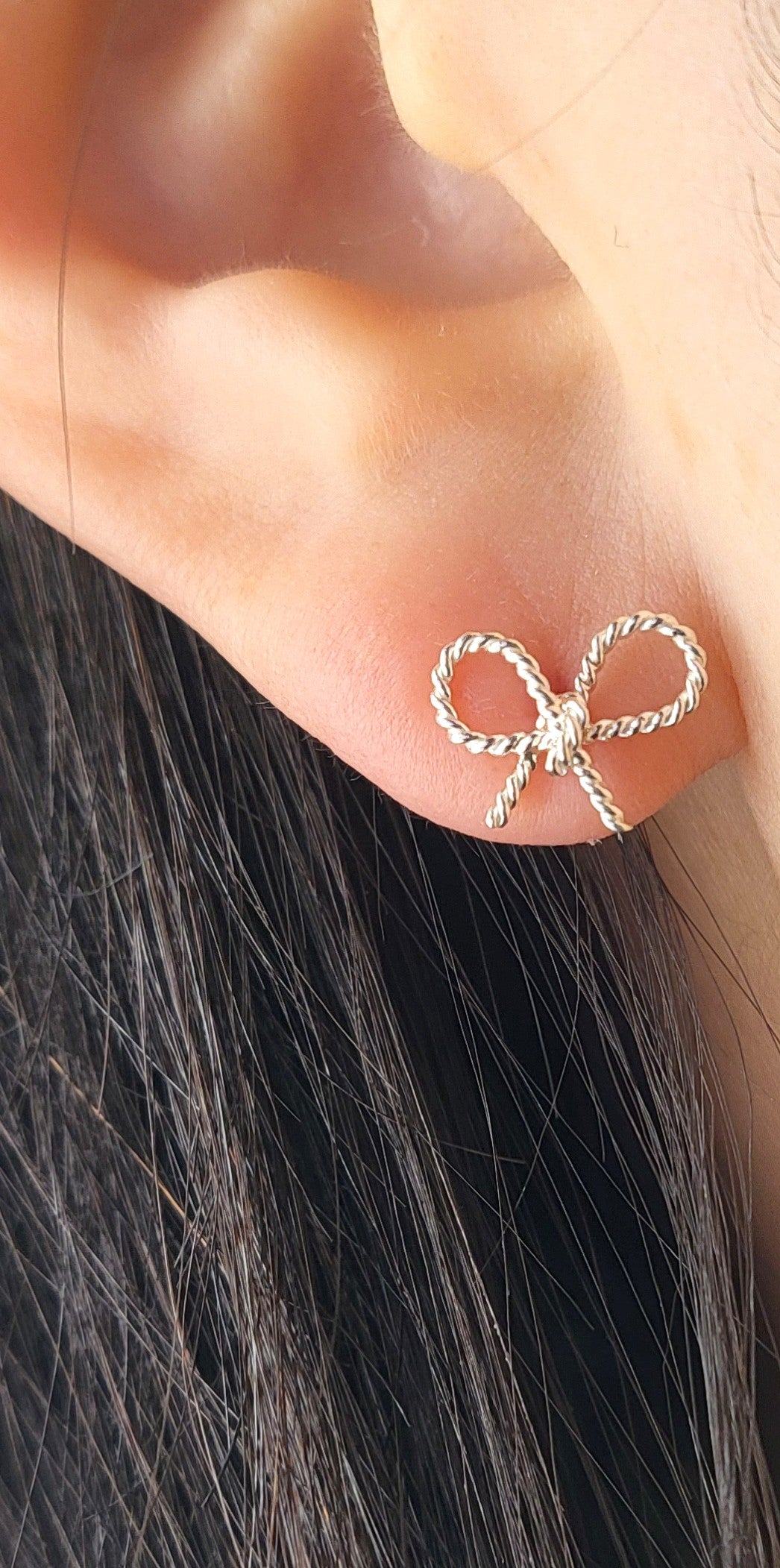 Sterling Silver Twist Ribbon Stud Earrings