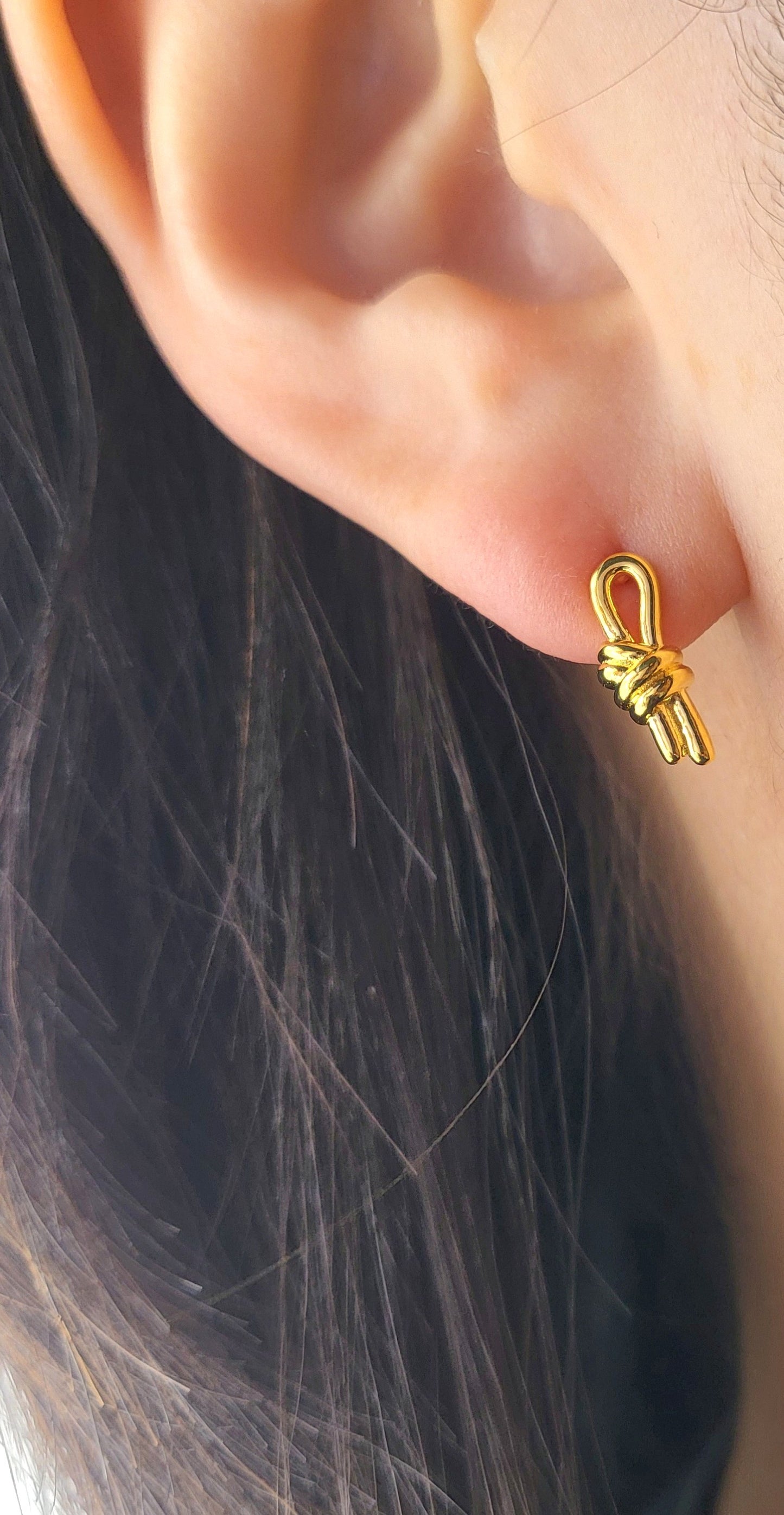 Gold Plated Sterling Silver Loop Knot Stud Earrings