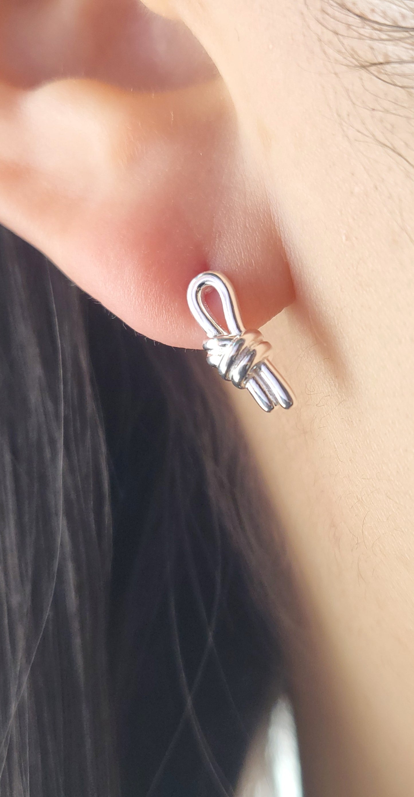 Sterling Silver Loop Knot Stud Earrings