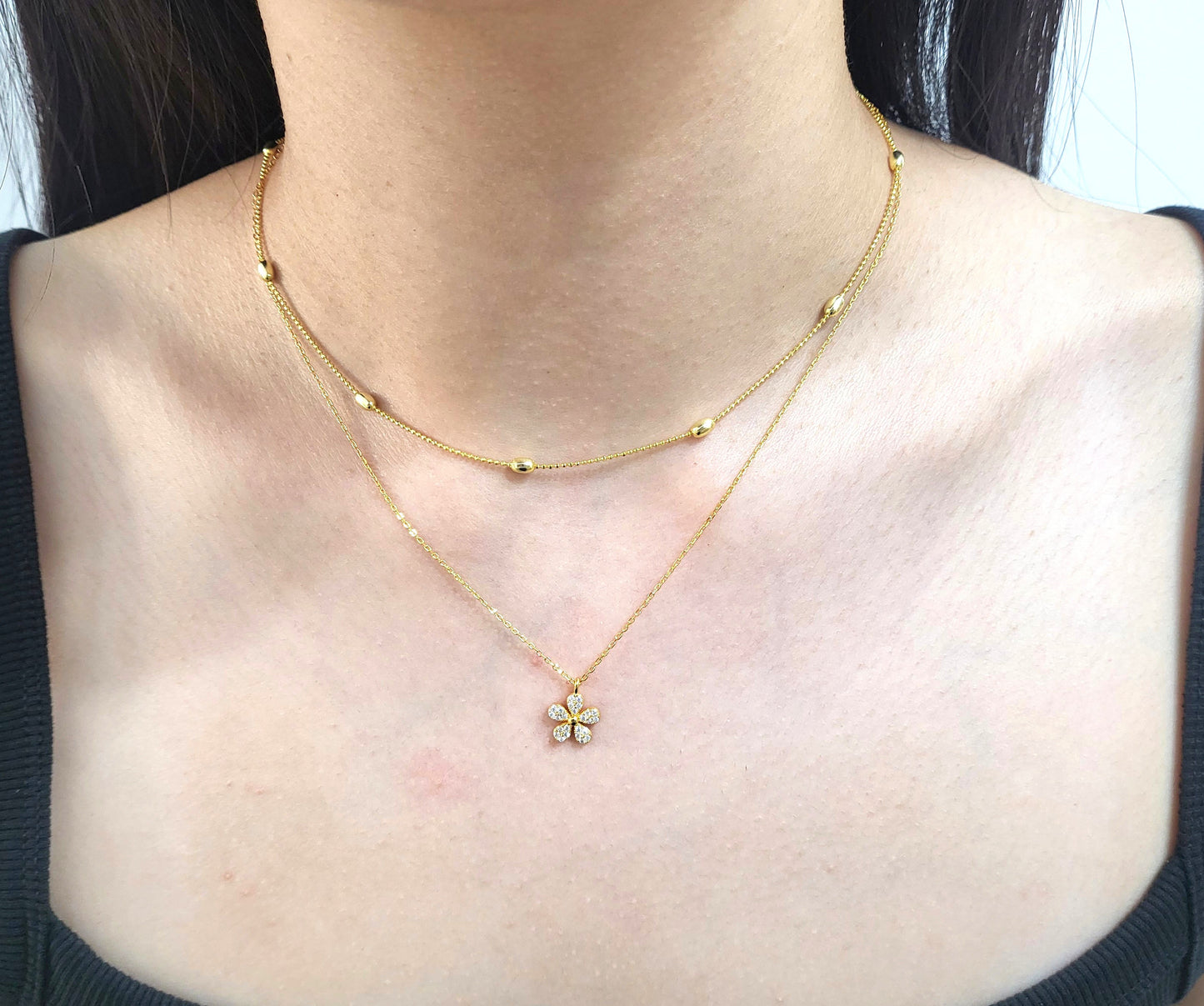 Gold Plated Sterling Silver Daisy Bloom Necklace