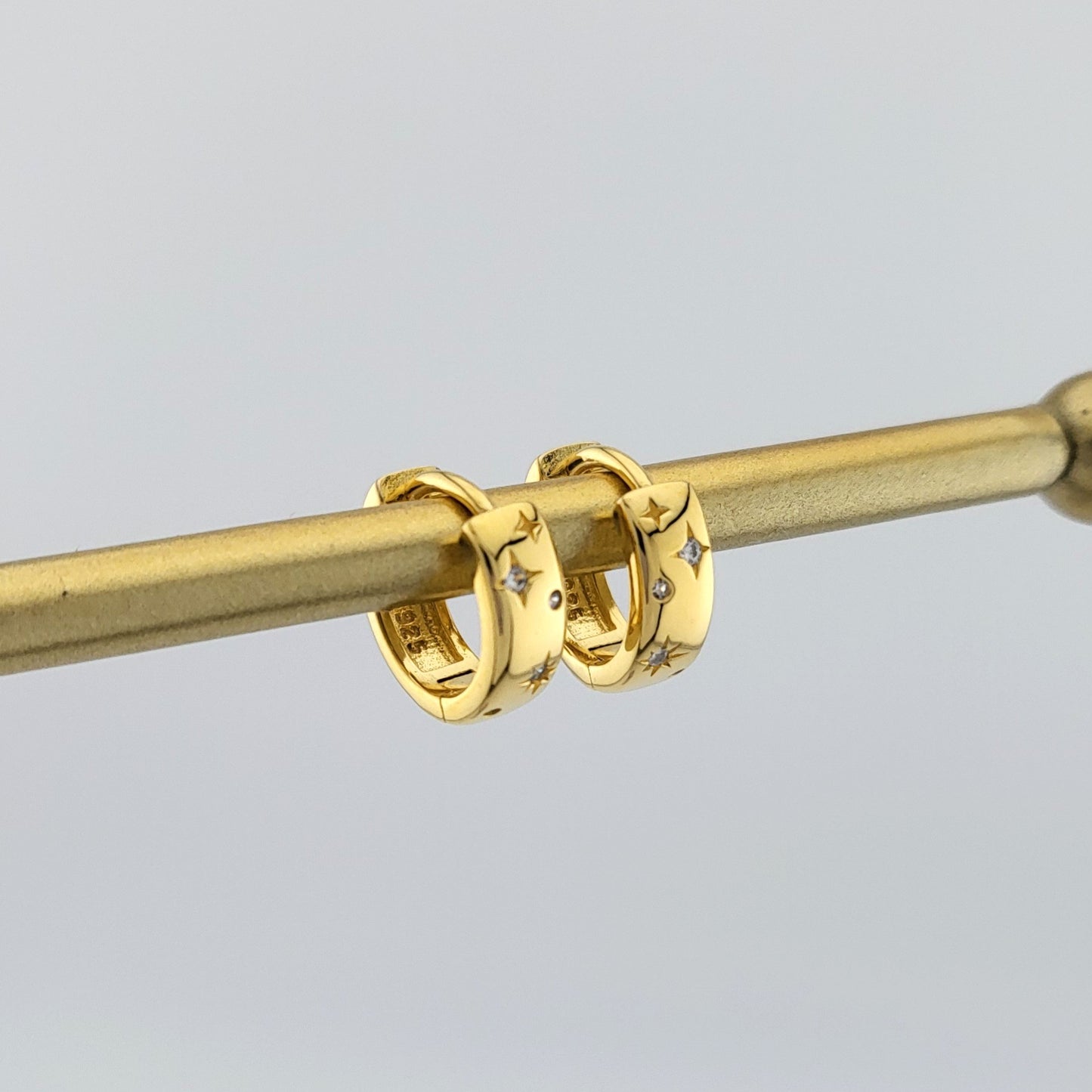 Sterling Silver Gold Plated Celestial Glow Huggies
