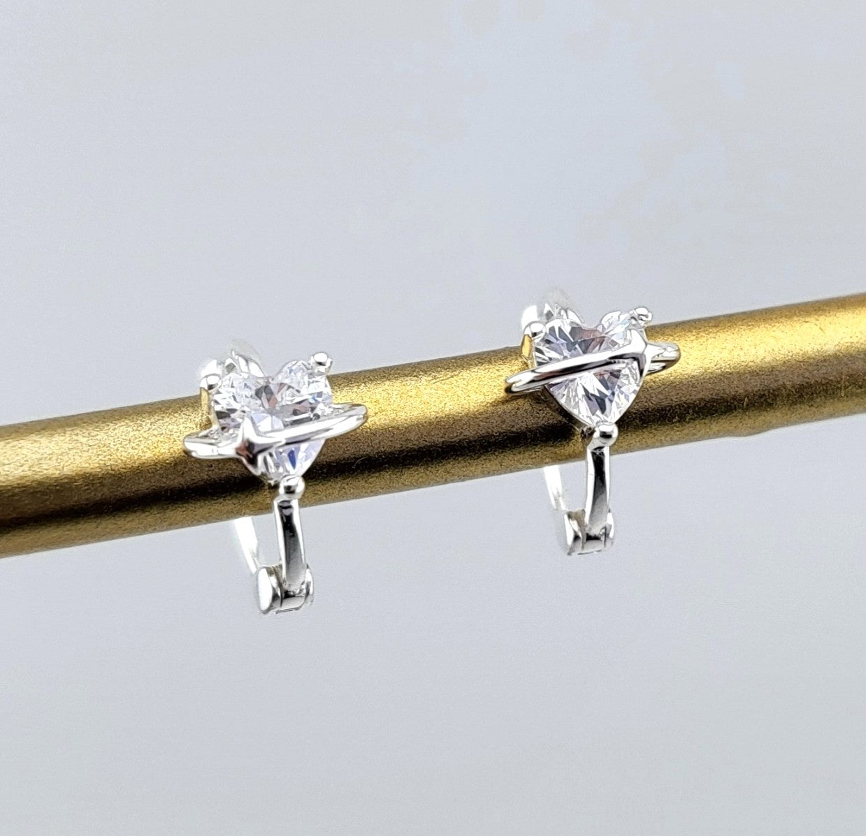 Sterling Silver Starlit Orbiting Heart Huggies