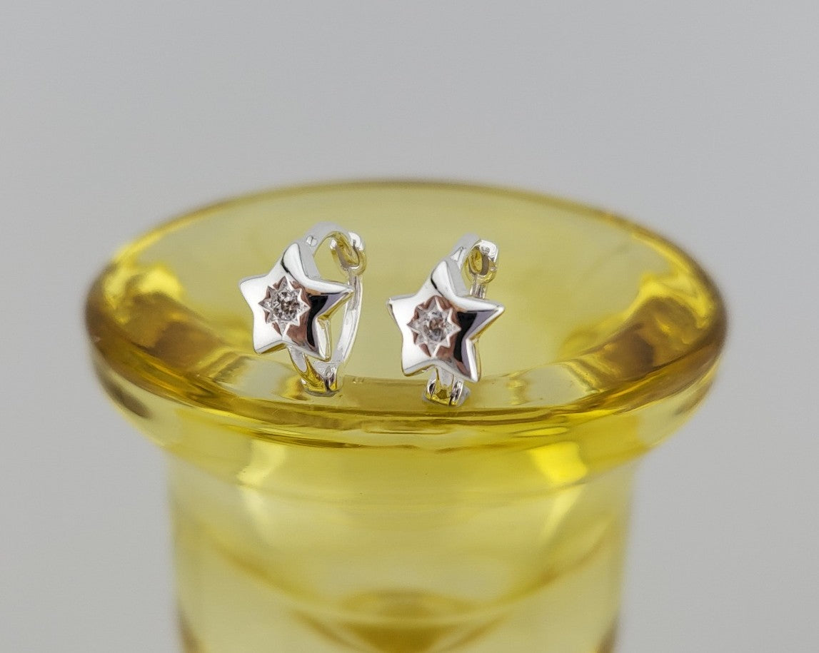 Sterling Silver Starburst Huggies