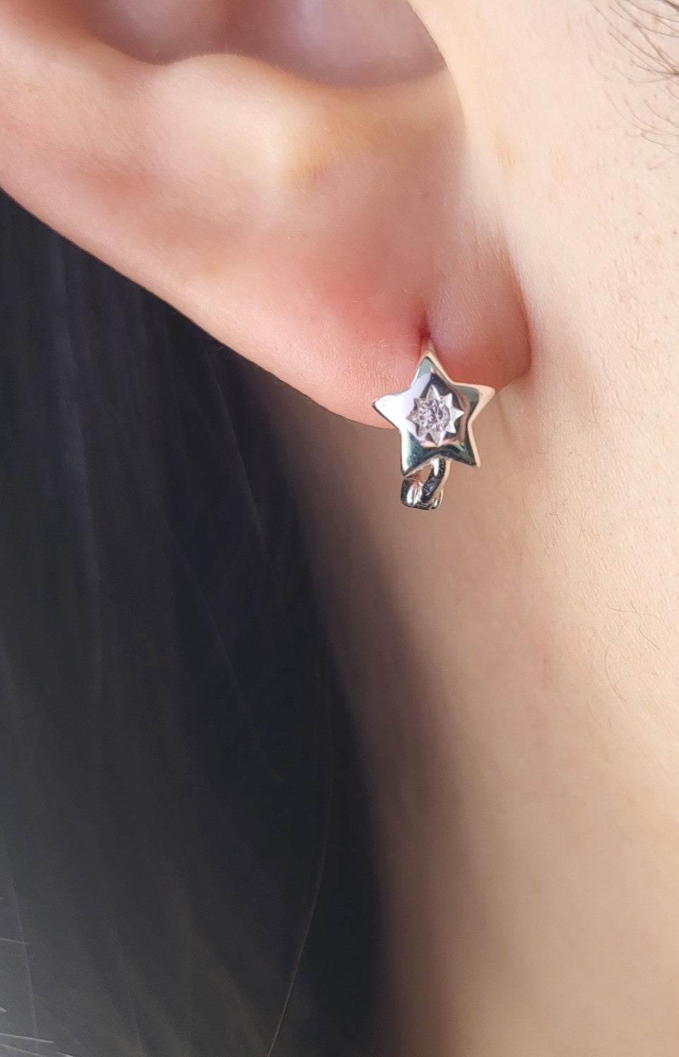 Sterling Silver Starburst Huggies