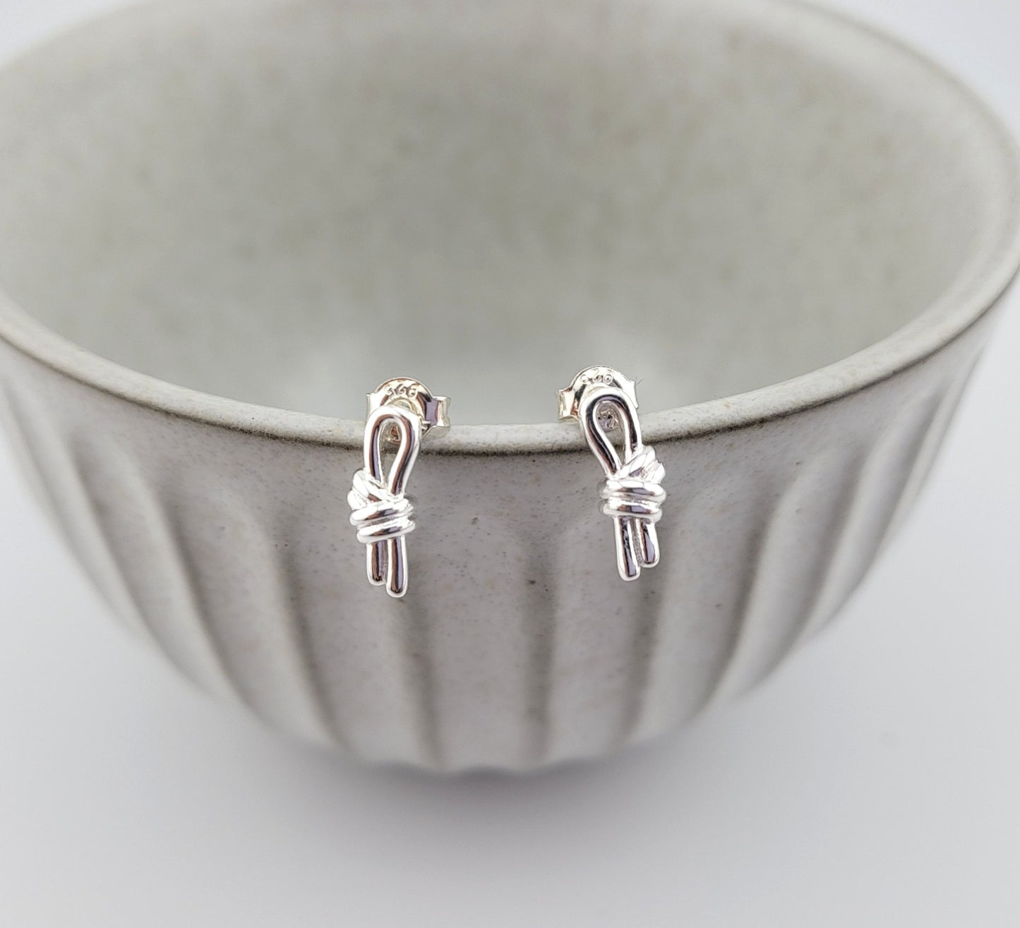 Sterling Silver Loop Knot Stud Earrings