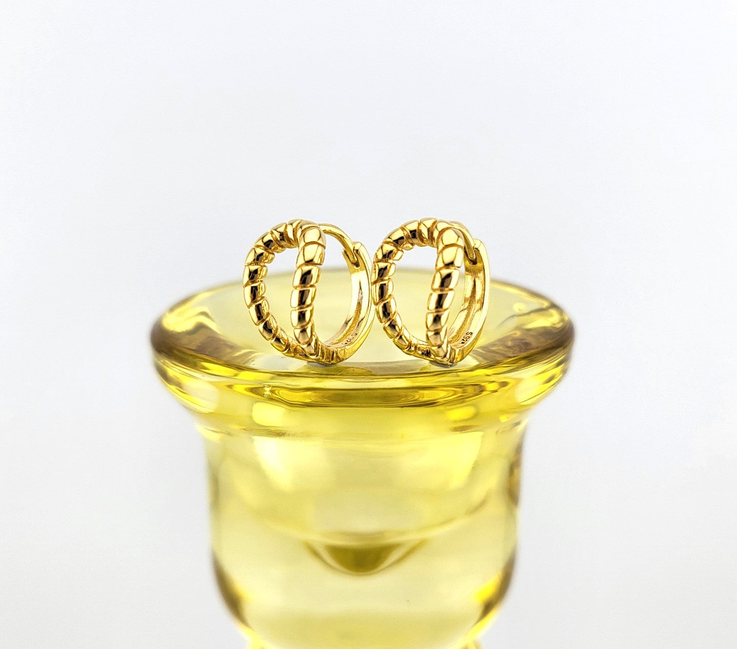 Gold Plated Sterling Silver Twist Rope Huggies Earrings