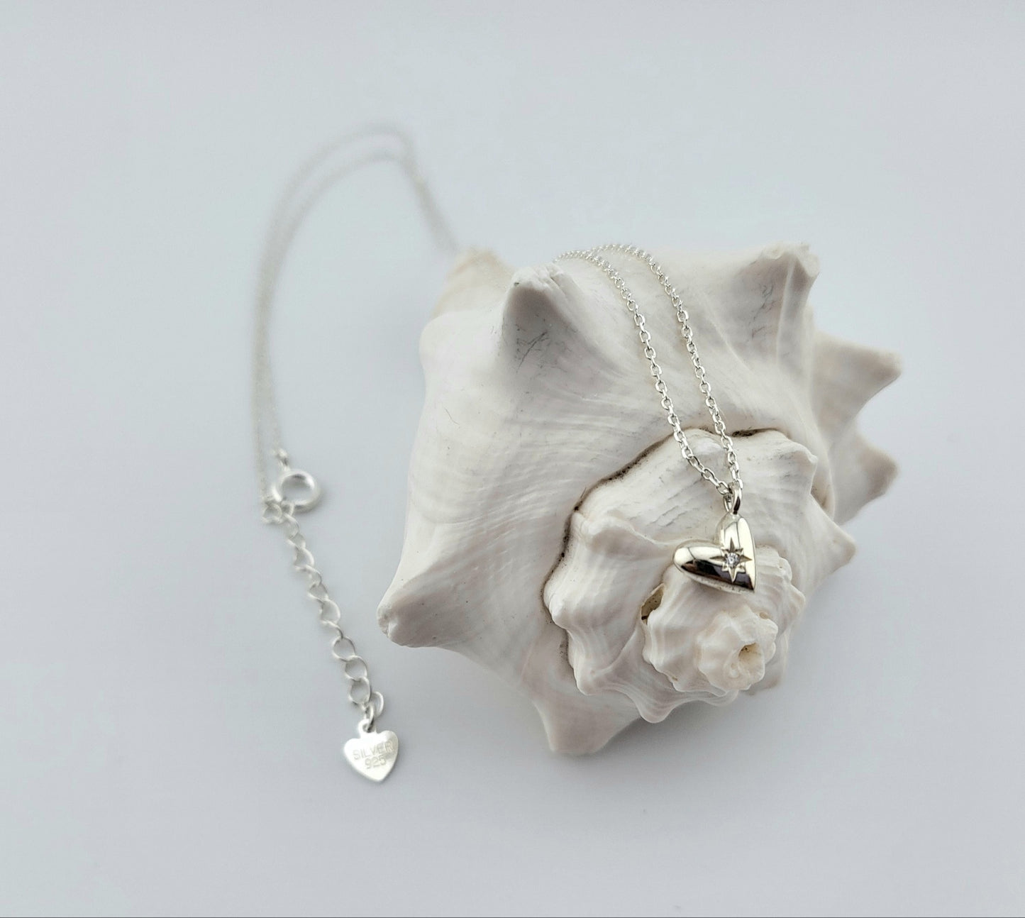 Sterling Silver North Star Heart Necklace