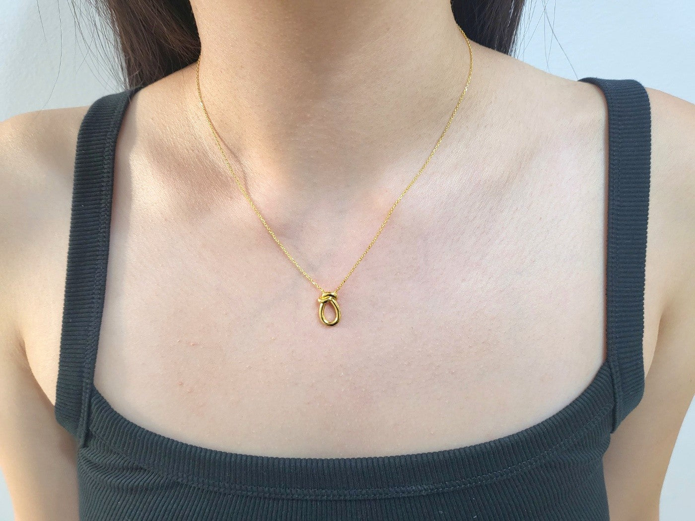 Gold Plated Sterling Silver Looped Knot Pendant Necklace