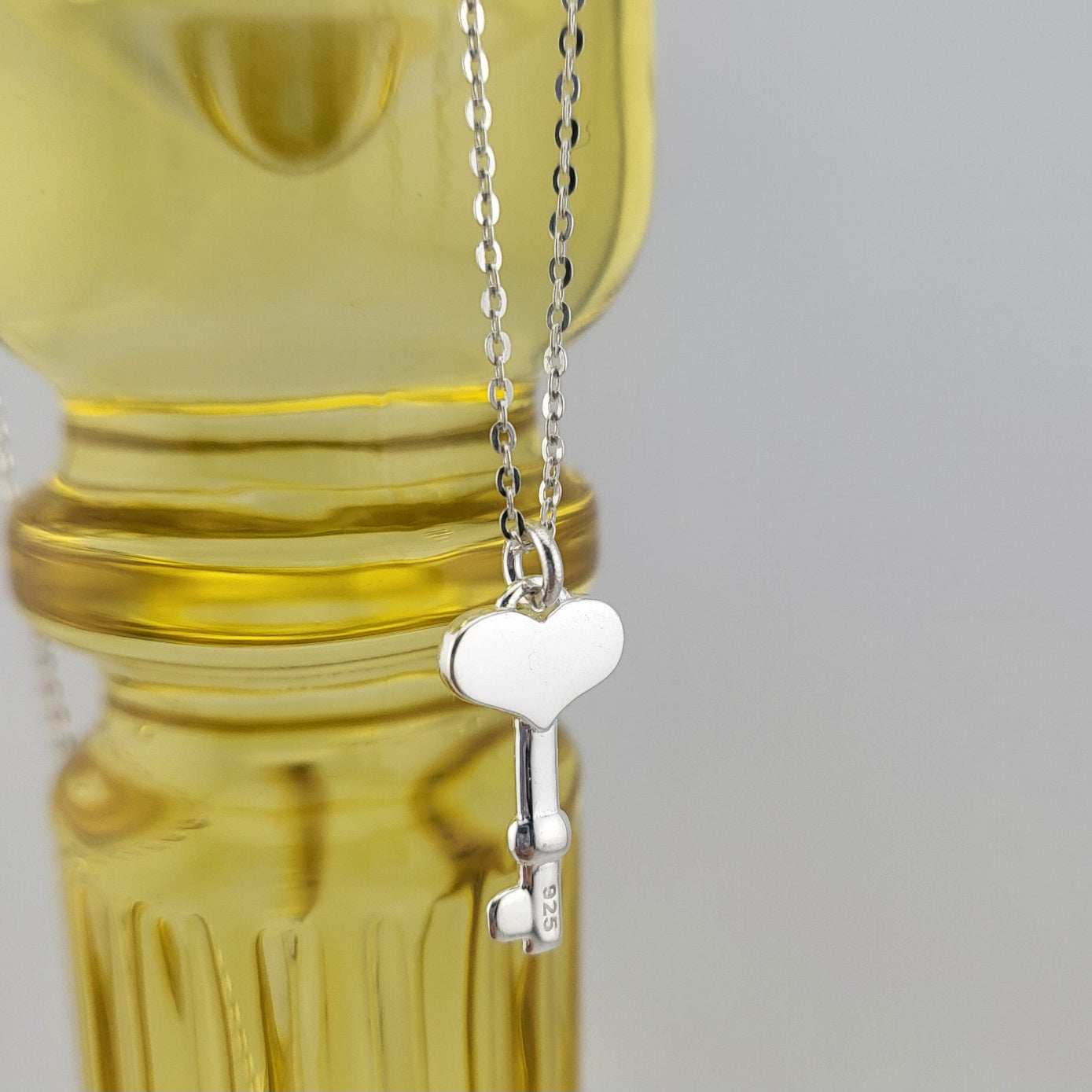 Sterling Silver Heart Key Necklace