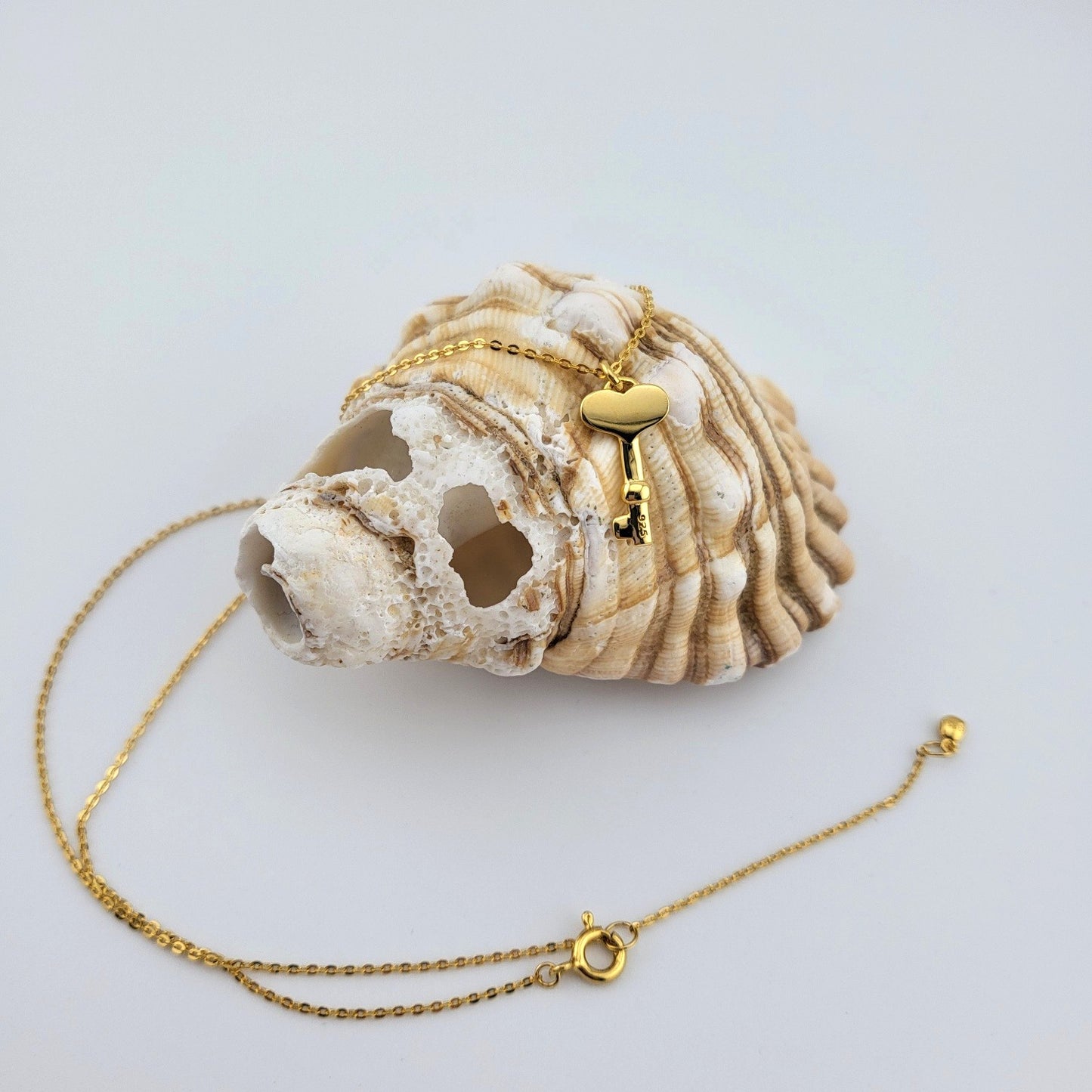 Gold Plated Sterling Silver Heart Key Necklace