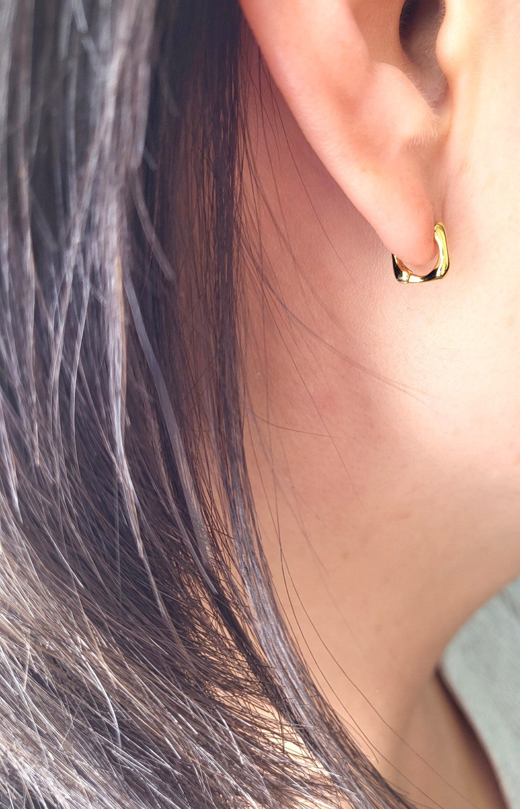 Sterling Silver Organic Square Huggies