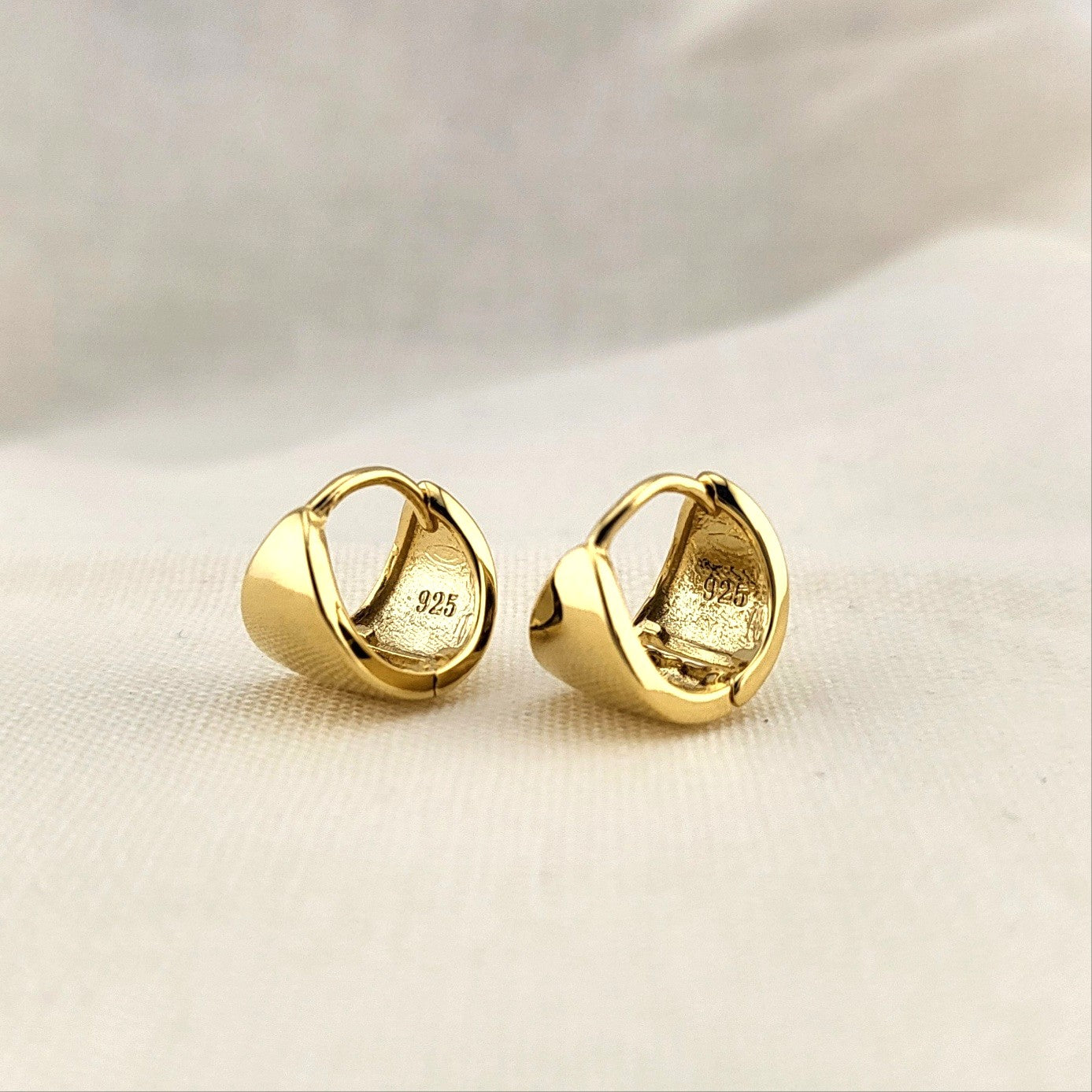 Gold Plated Sterling Silver Fluid Twist Huggies