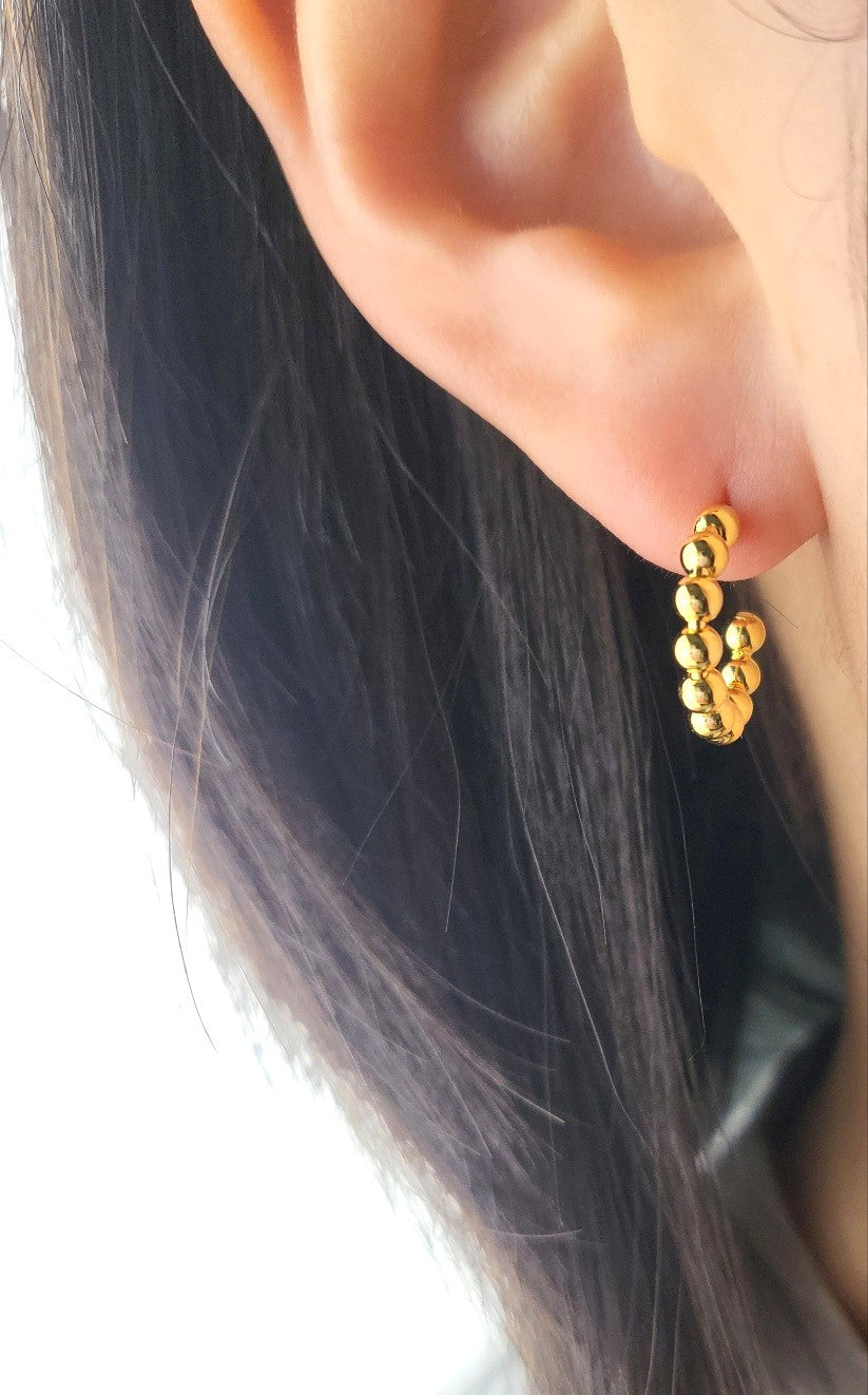 Gold Plated Sterling Silver Bubble Gleam Huggies