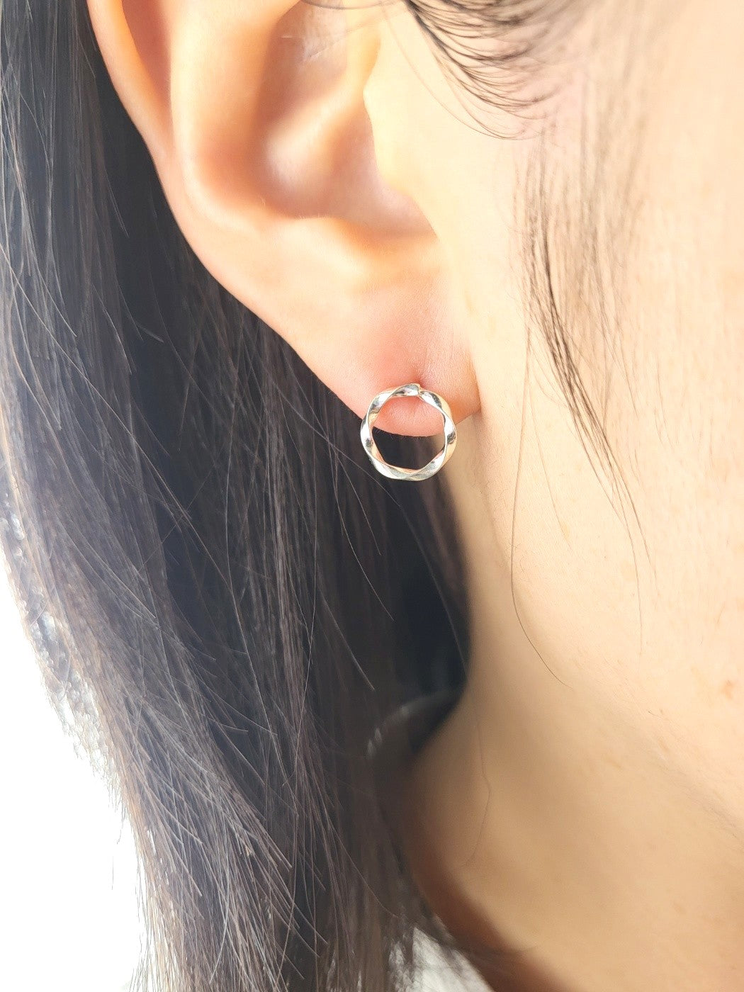 Sterling Silver Twist Circle Studs