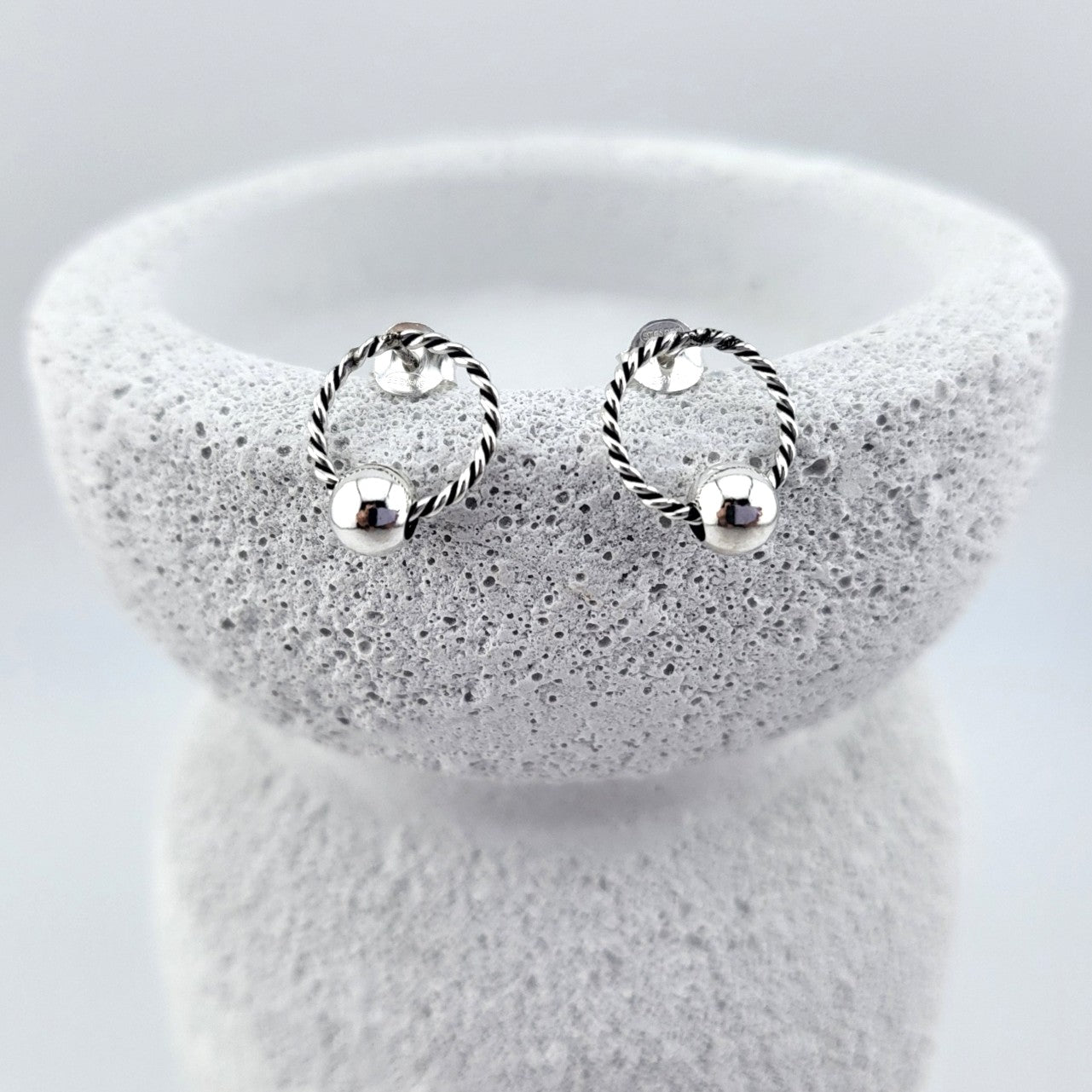 Sterling Silver Twist Orbit Studs