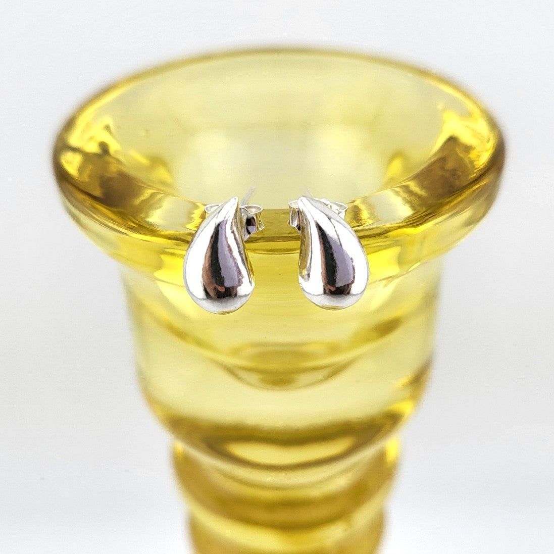 Sterling Silver Golden Dew Teardrop Studs