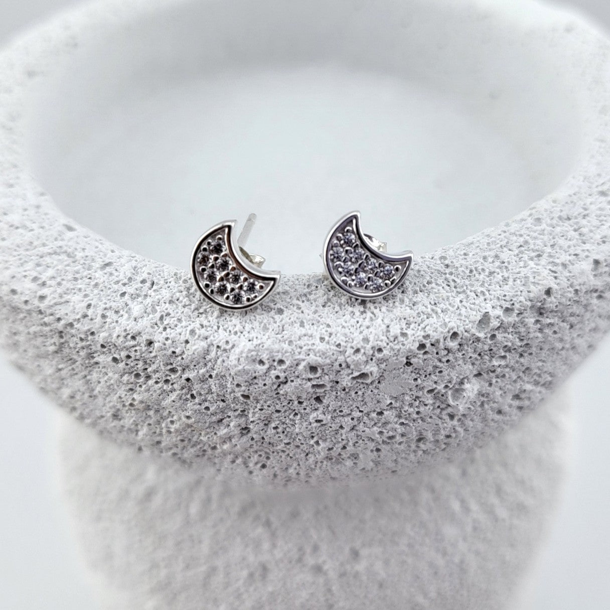 Sterling Silver Celeste Crescent Studs