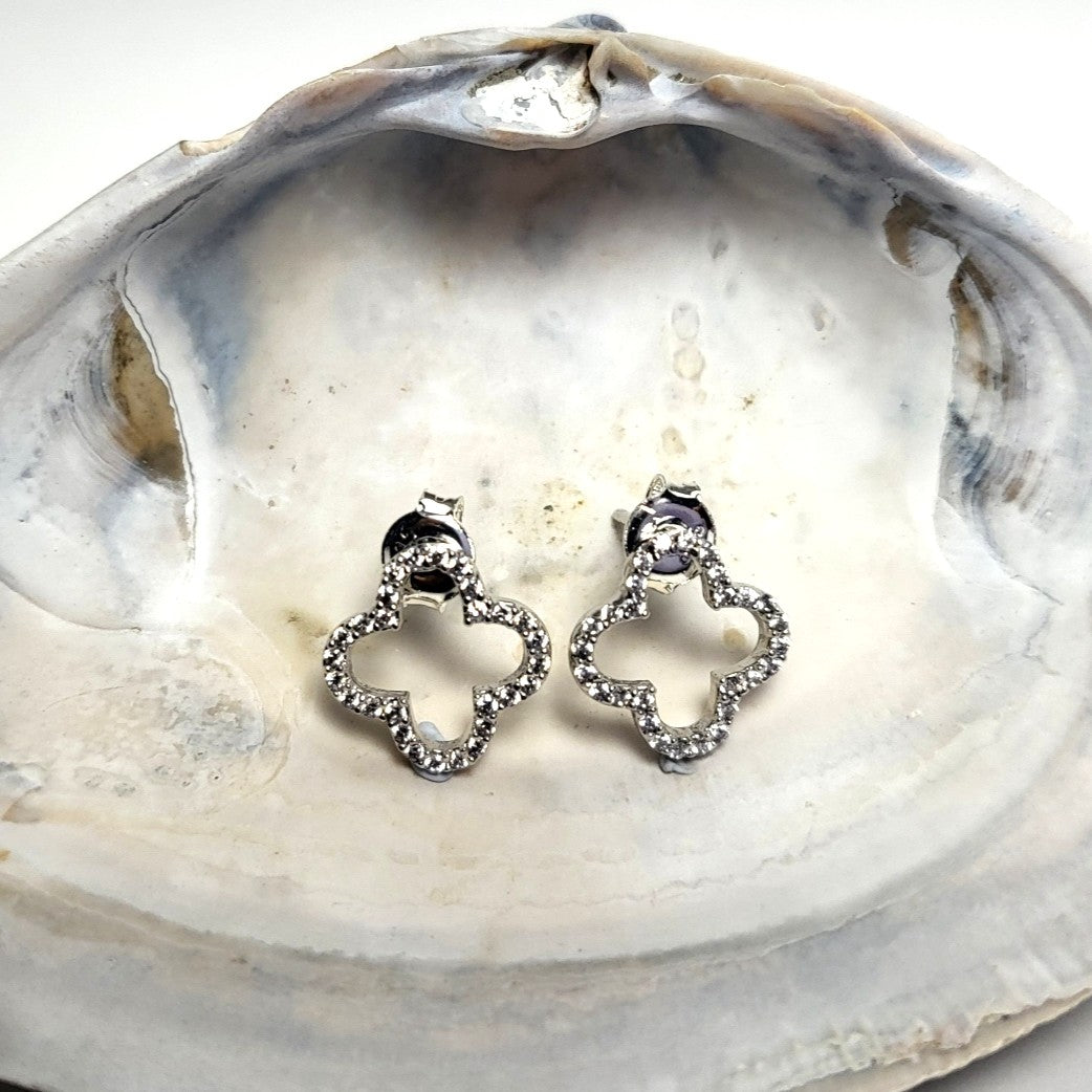 Sterling Silver Floral Glimmer Studs