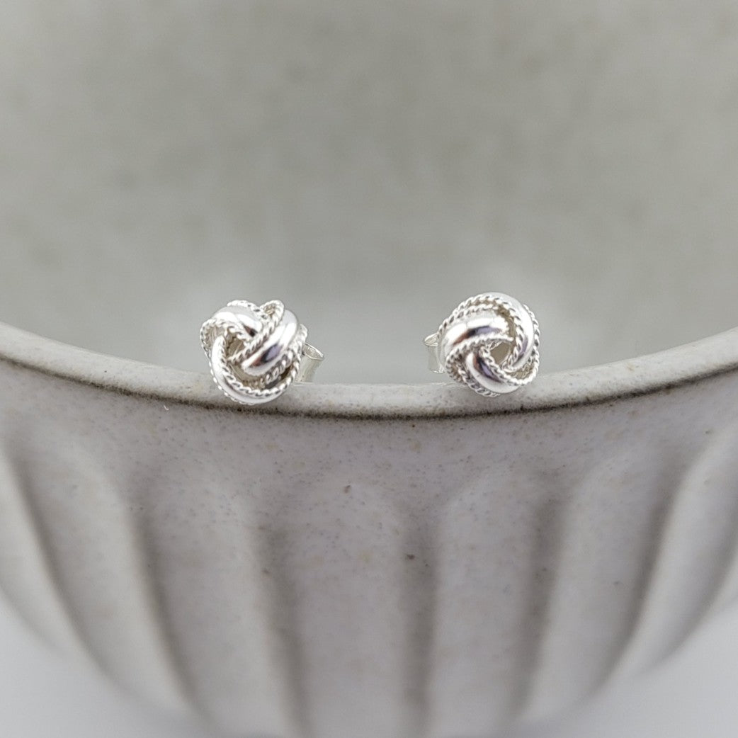Sterling Silver Classy Small Knot Stud Earrings