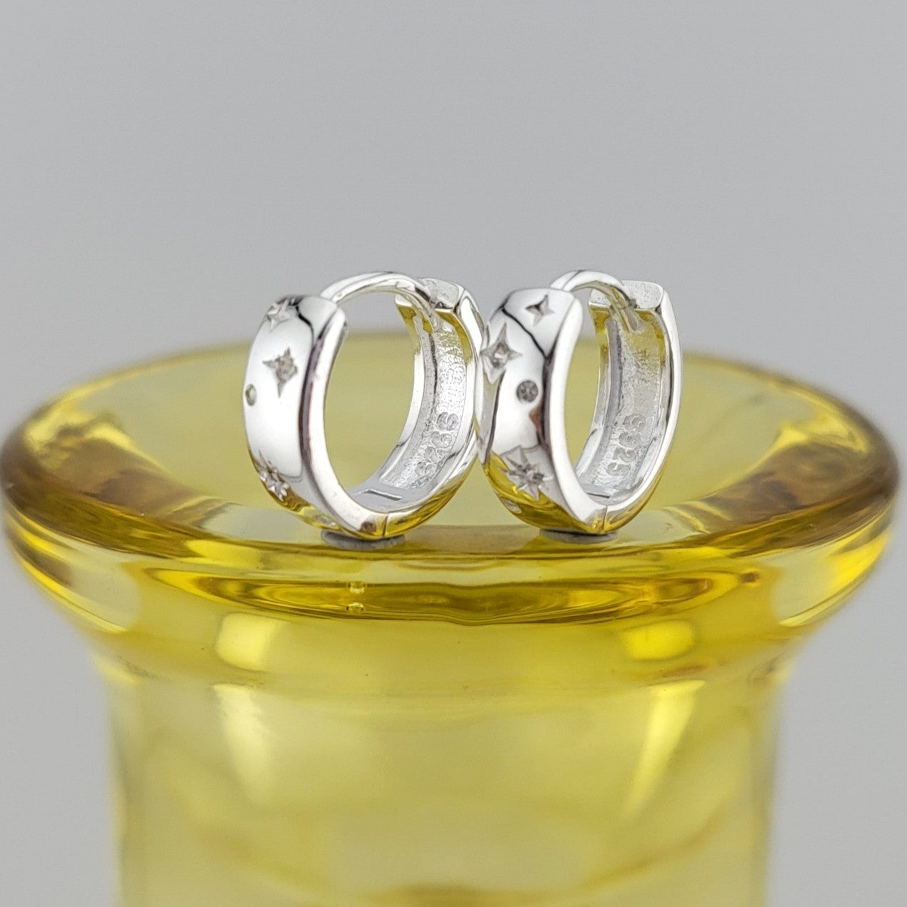 Sterling Silver Celestial Glow Huggies