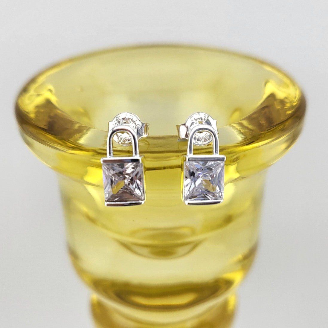 Sterling Silver Padlock Stud Earrings