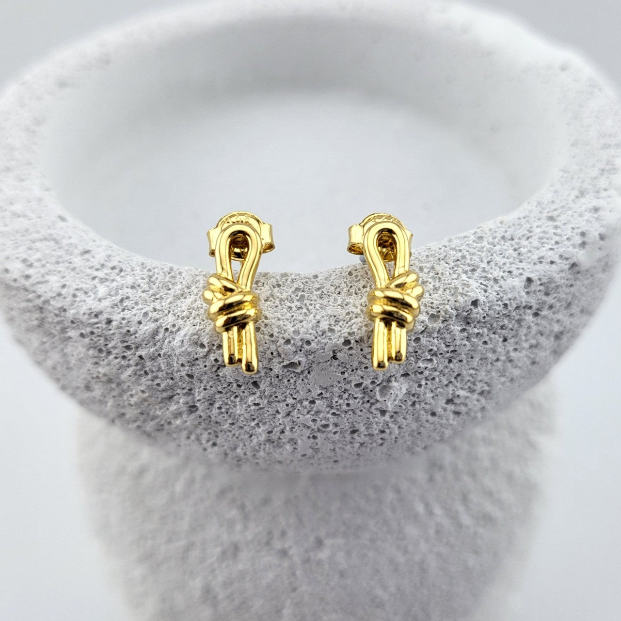 Gold Plated Sterling Silver Loop Knot Stud Earrings