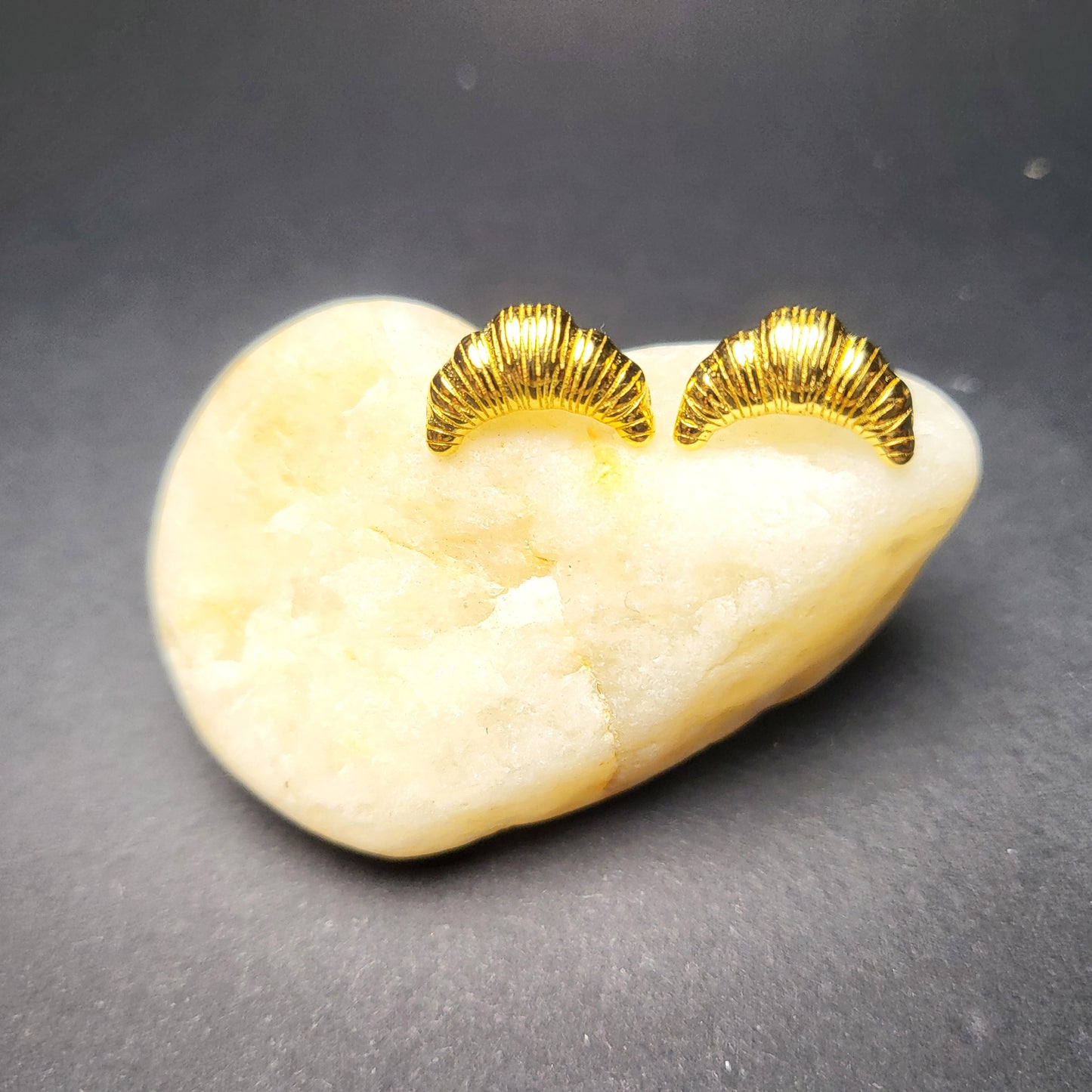 Gold Plated Sterling Silver Croissant Stud Earrings