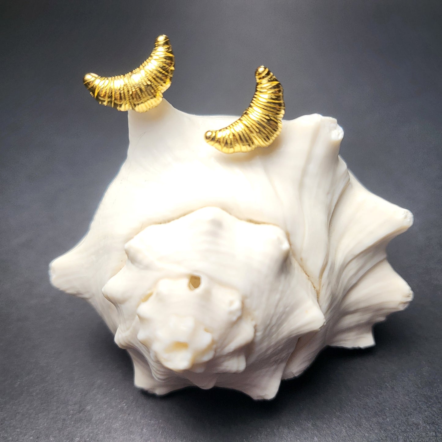 Gold Plated Sterling Silver Croissant Stud Earrings