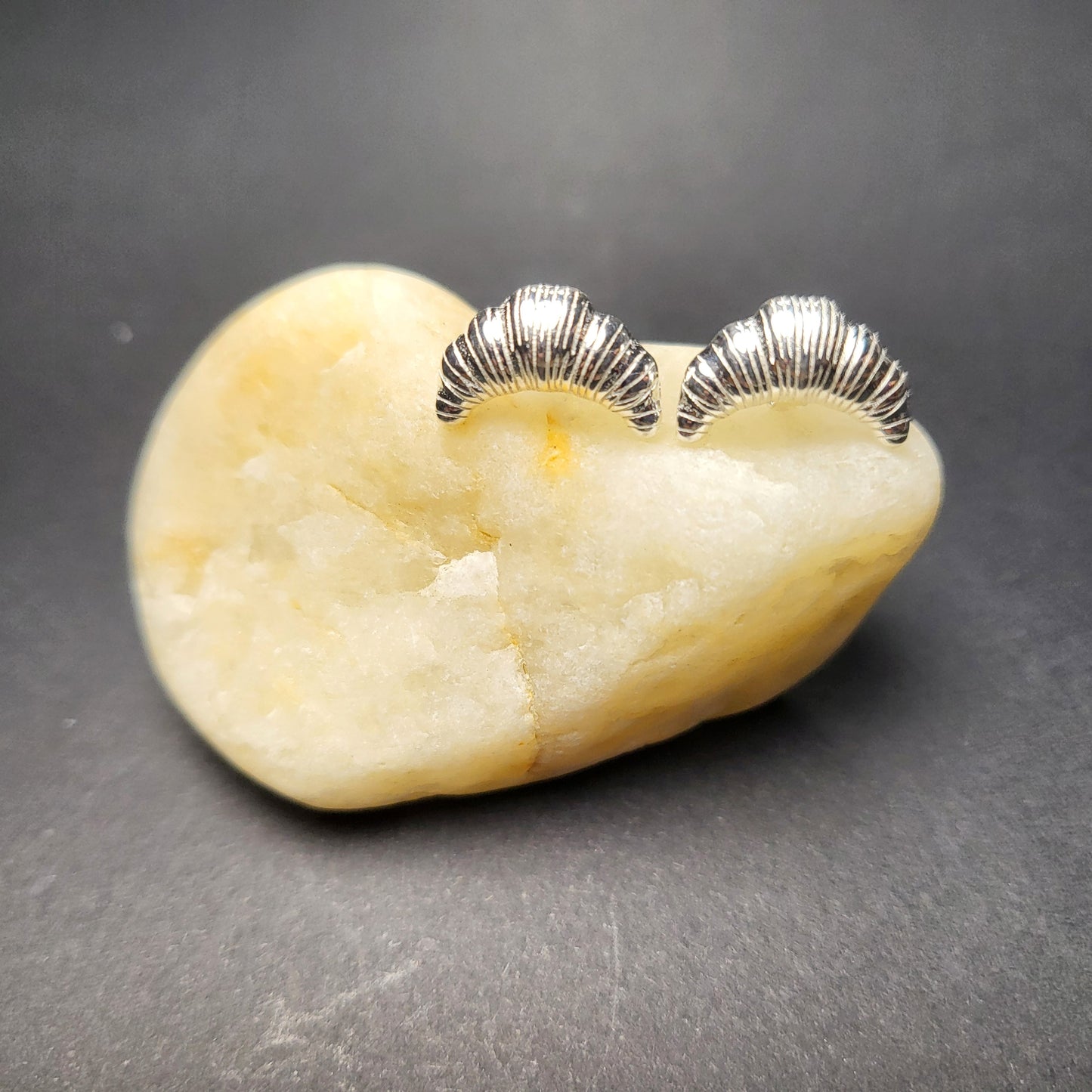 Sterling Silver Croissant Stud Earrings