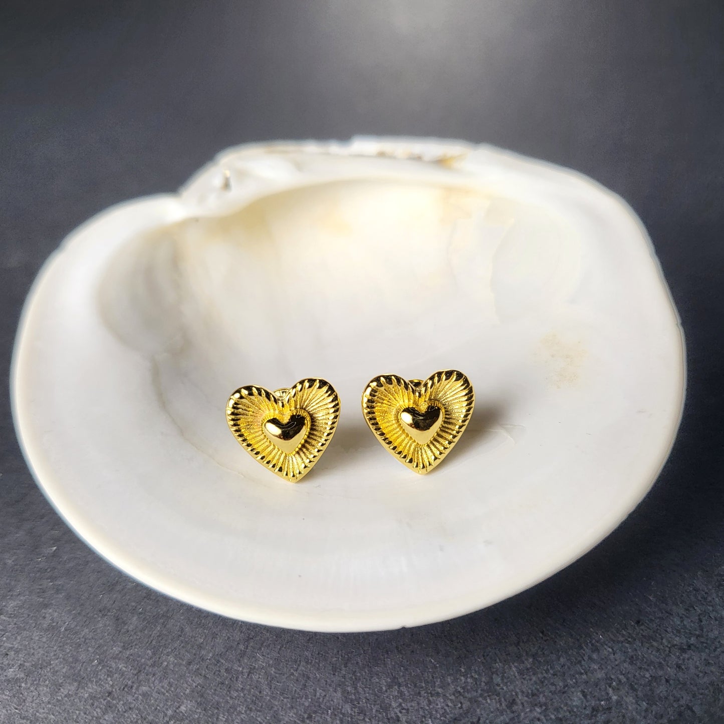 Sterling Silver Gold Plated Double Heart Studs