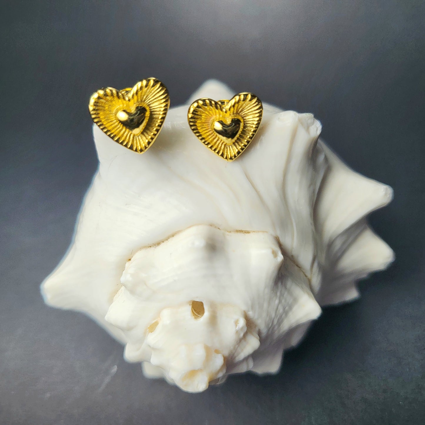 Sterling Silver Gold Plated Double Heart Studs