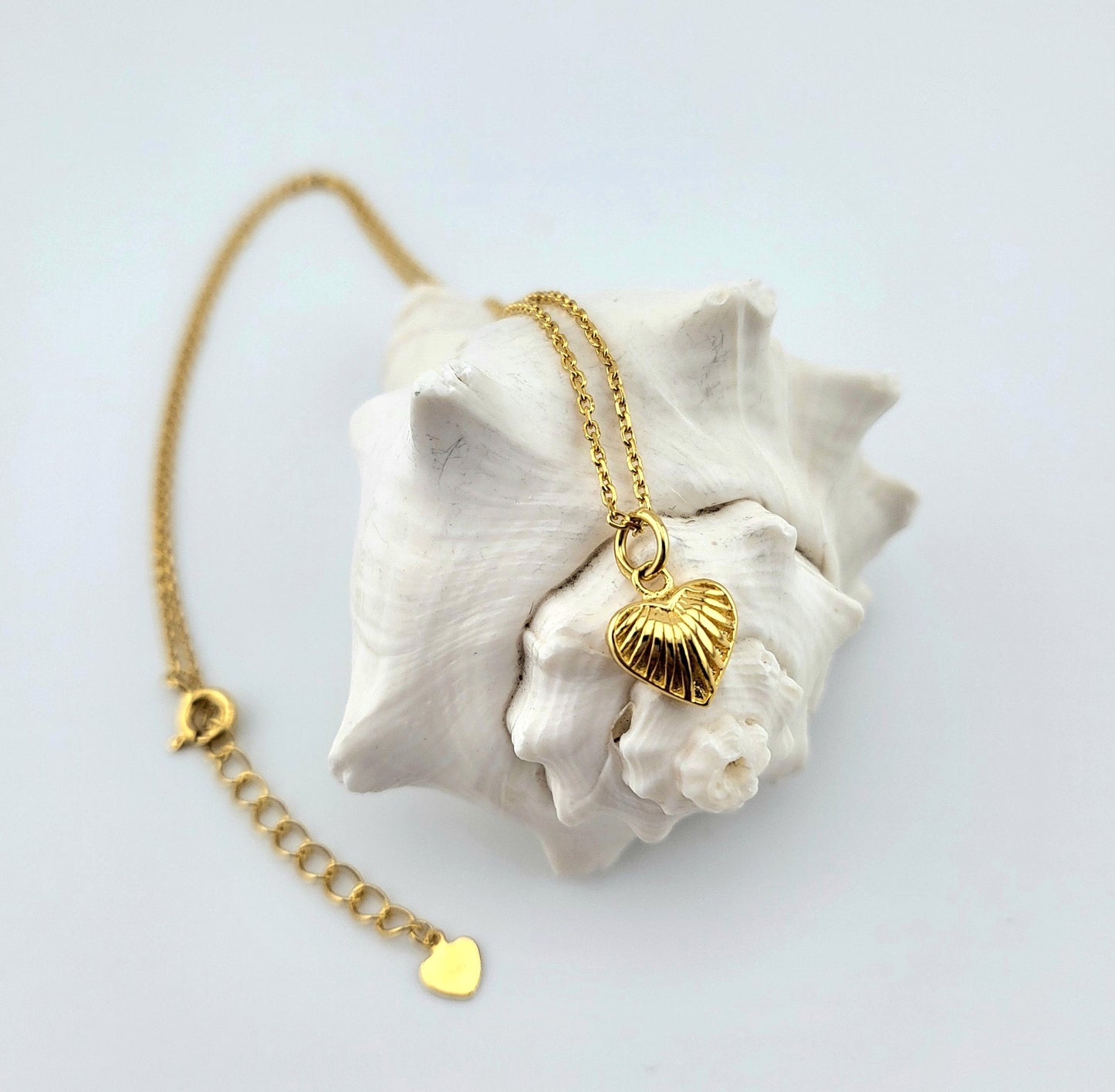 Gold Plated Sterling Silver Mini Shell Heart Necklace