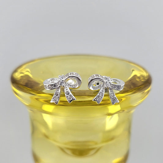 Sterling Silver Gilded Bow Stud Earrings