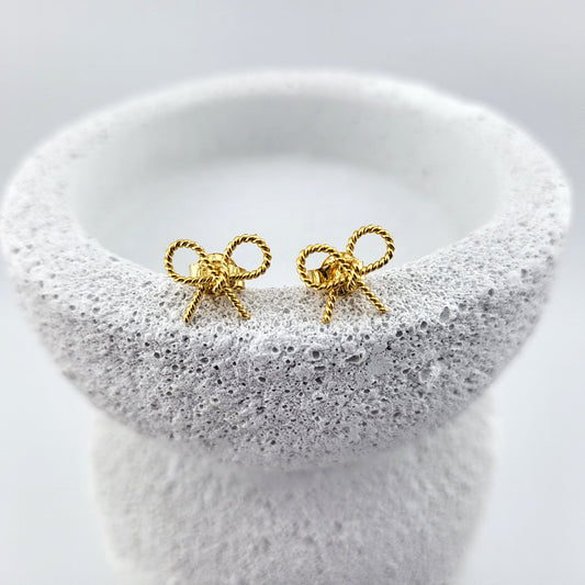 Gold Plated sterling Silver Twist Ribbon Stud Earrings