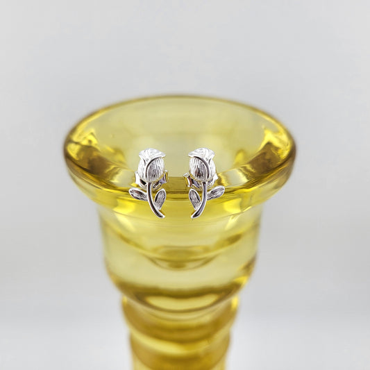 Sterling Silver Rosebud Whisper Stud Earrings