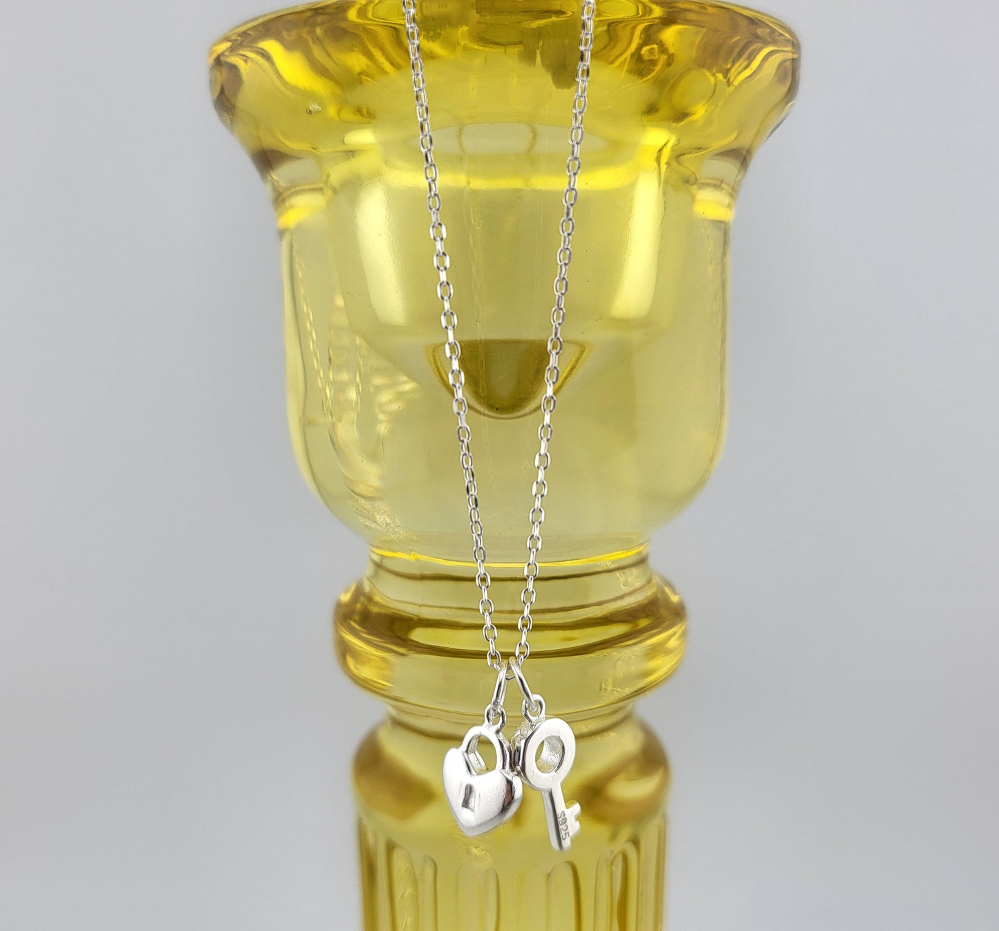 Sterling Silver Lock & Key Charm Necklace