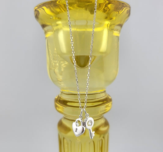 Sterling Silver Lock & Key Charm Necklace