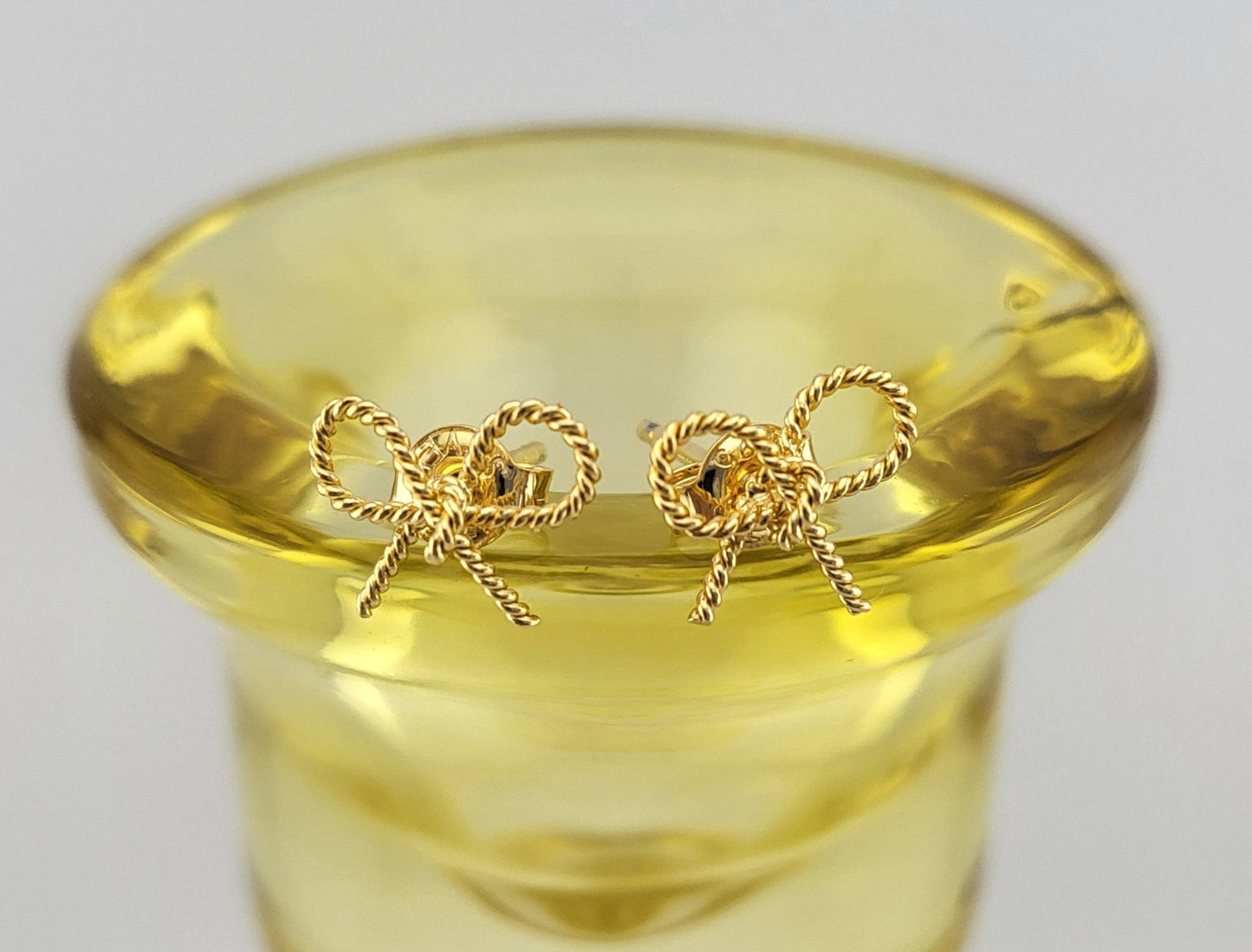 Gold Plated sterling Silver Twist Ribbon Stud Earrings