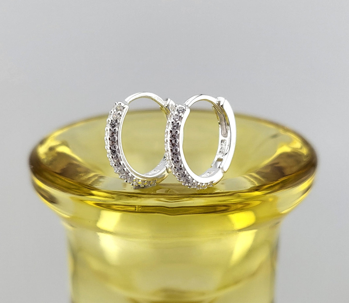 Sterling Silver Pavé Huggies