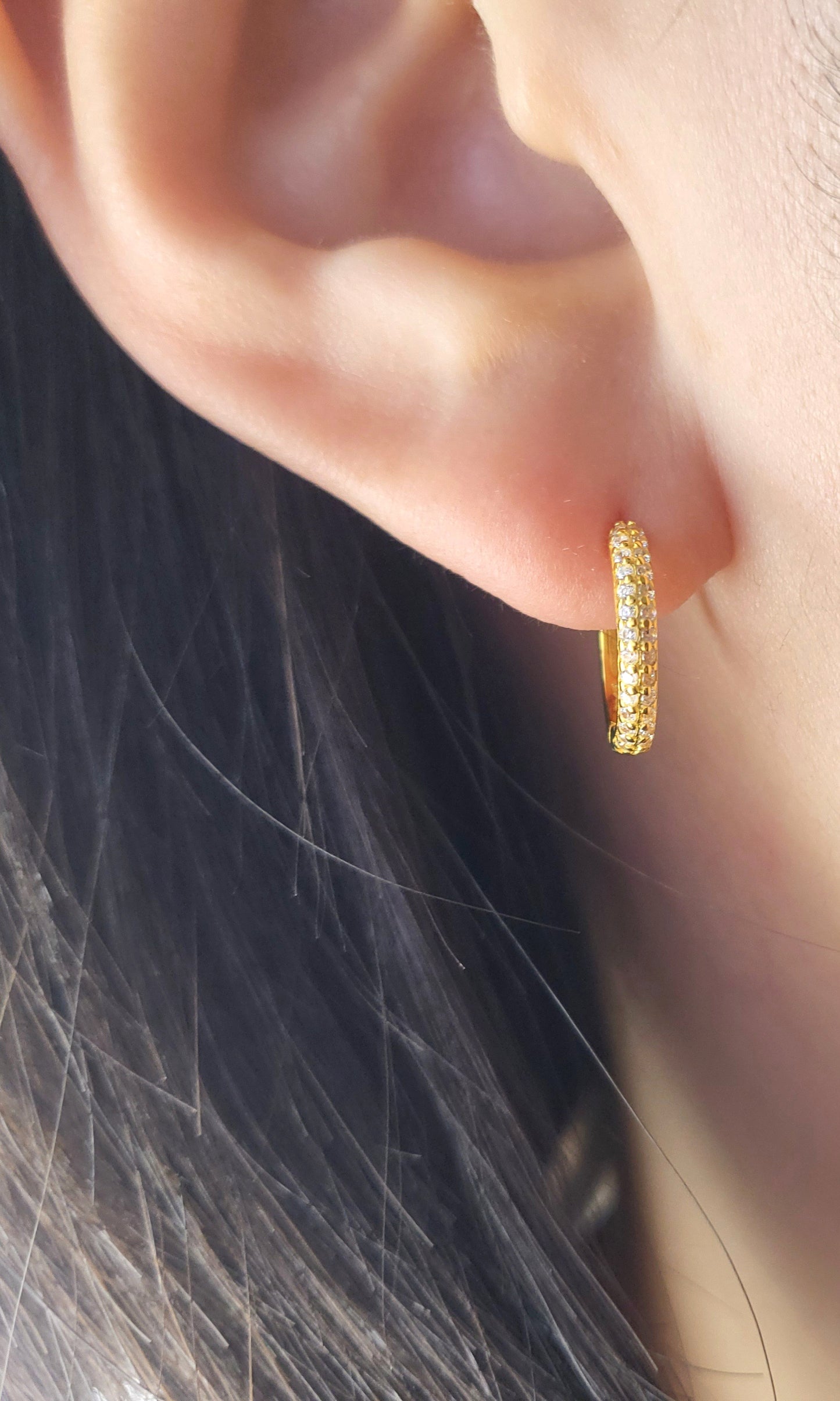 Gold Plated Sterling Silver Pavé Huggies