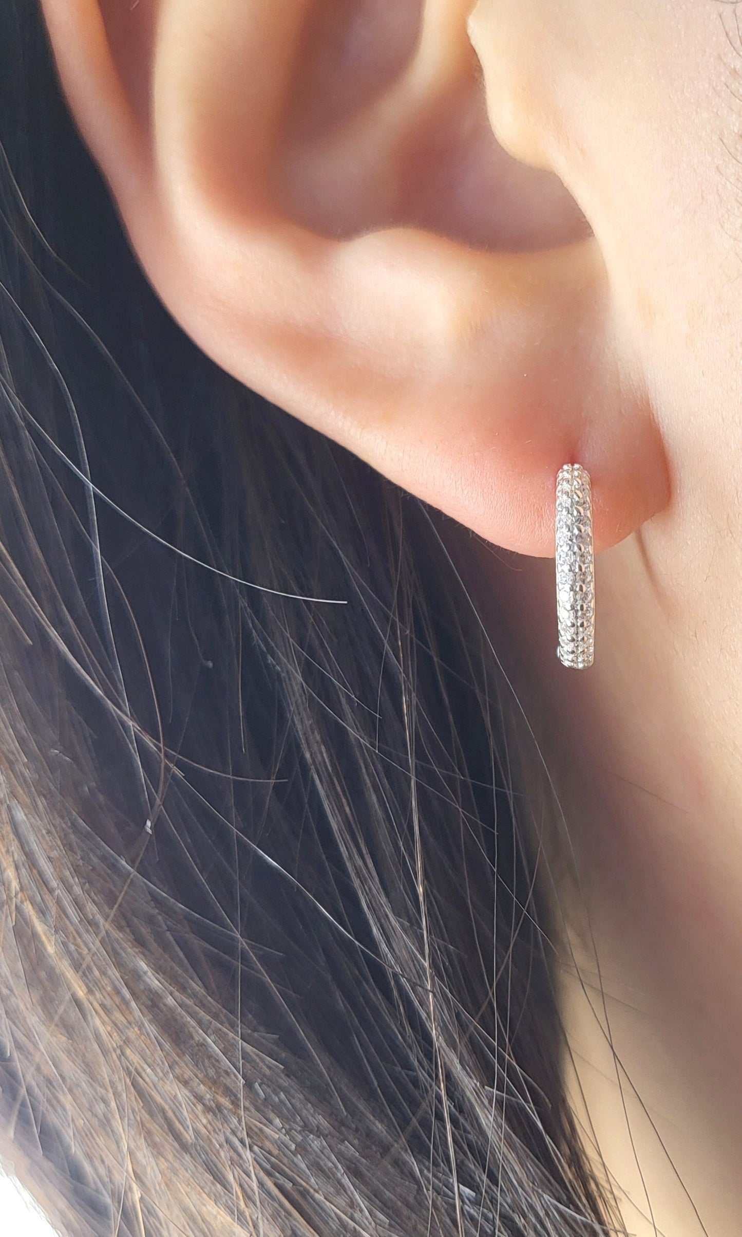 Sterling Silver Pavé Huggies