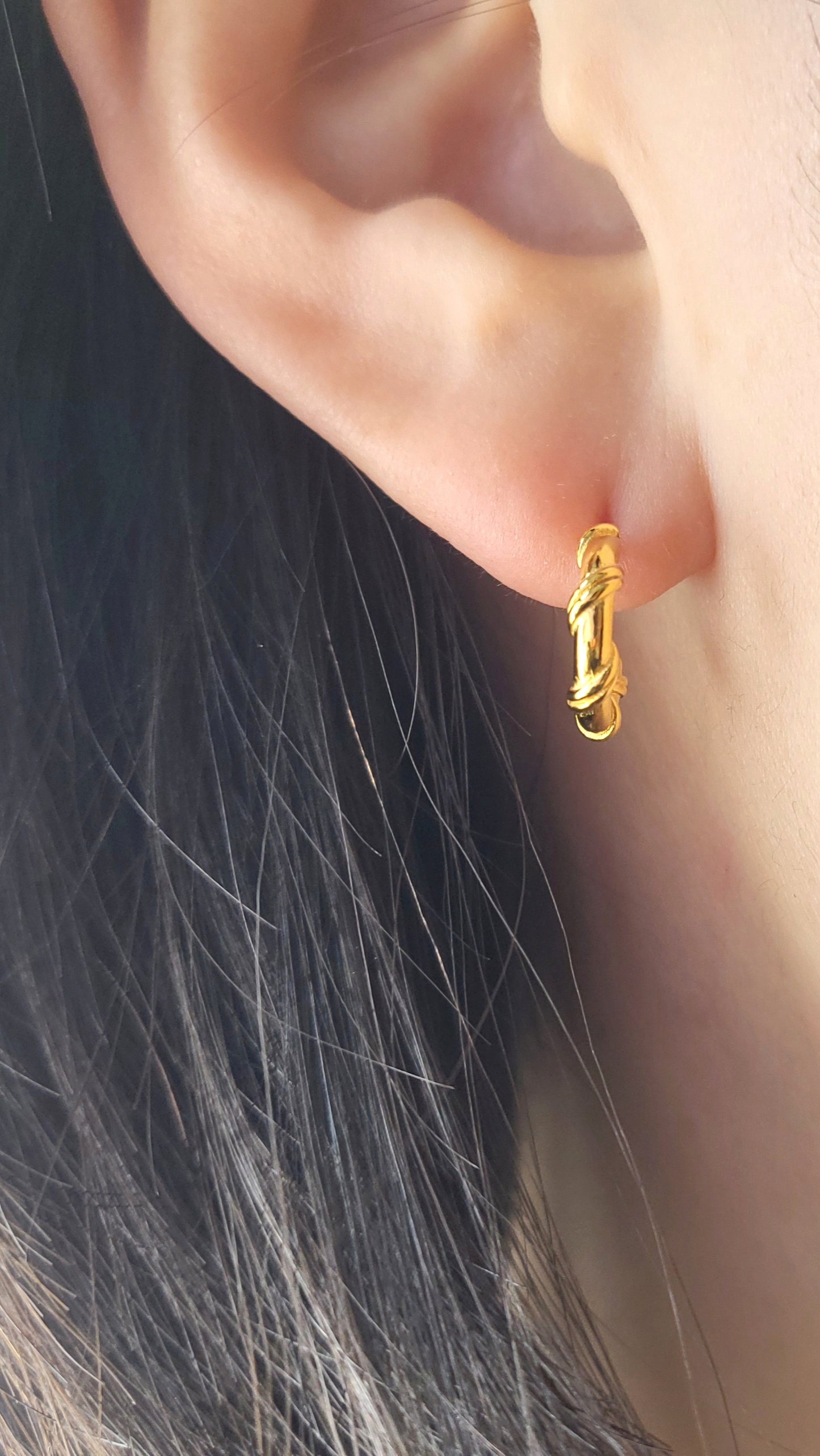 Gold Plated Sterling Silver Twisted Rope Huggies