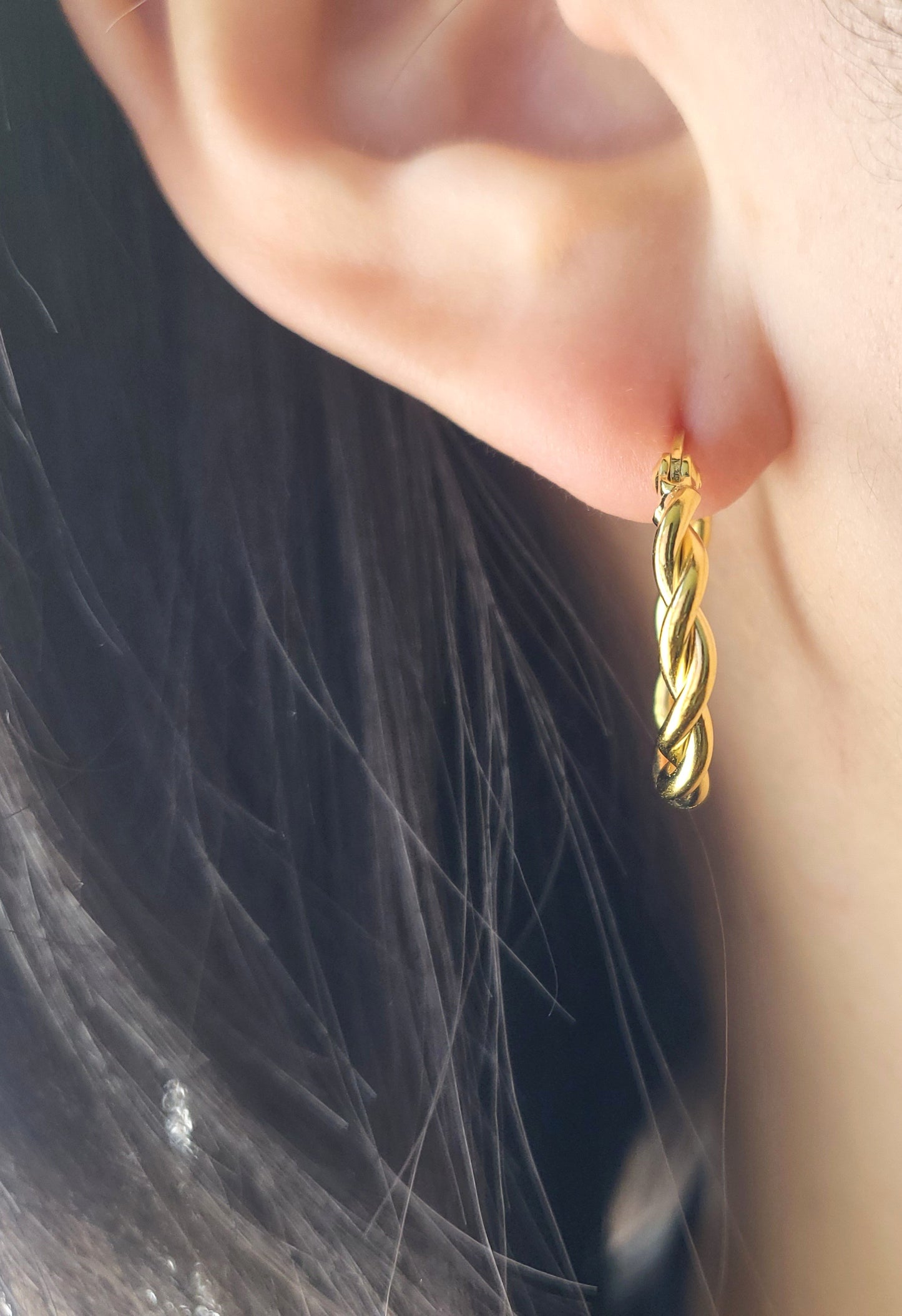 Gold Plated Sterling Silver Twist Huggies